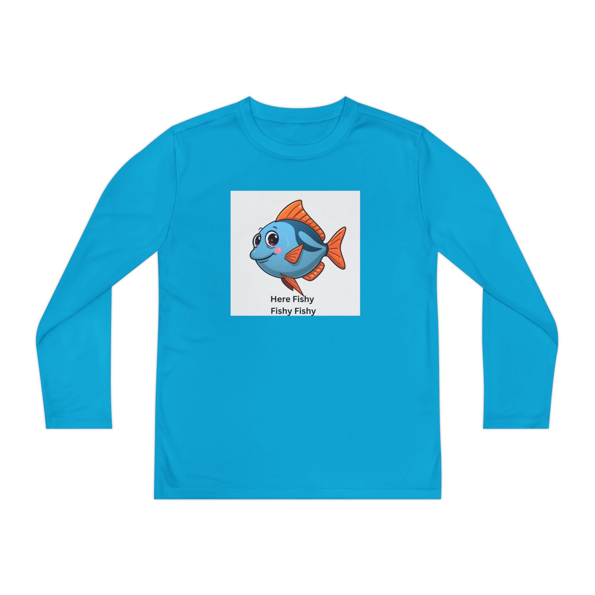 Here Fishy Fishy Fishy Youth Long Sleeve Competitor Tee