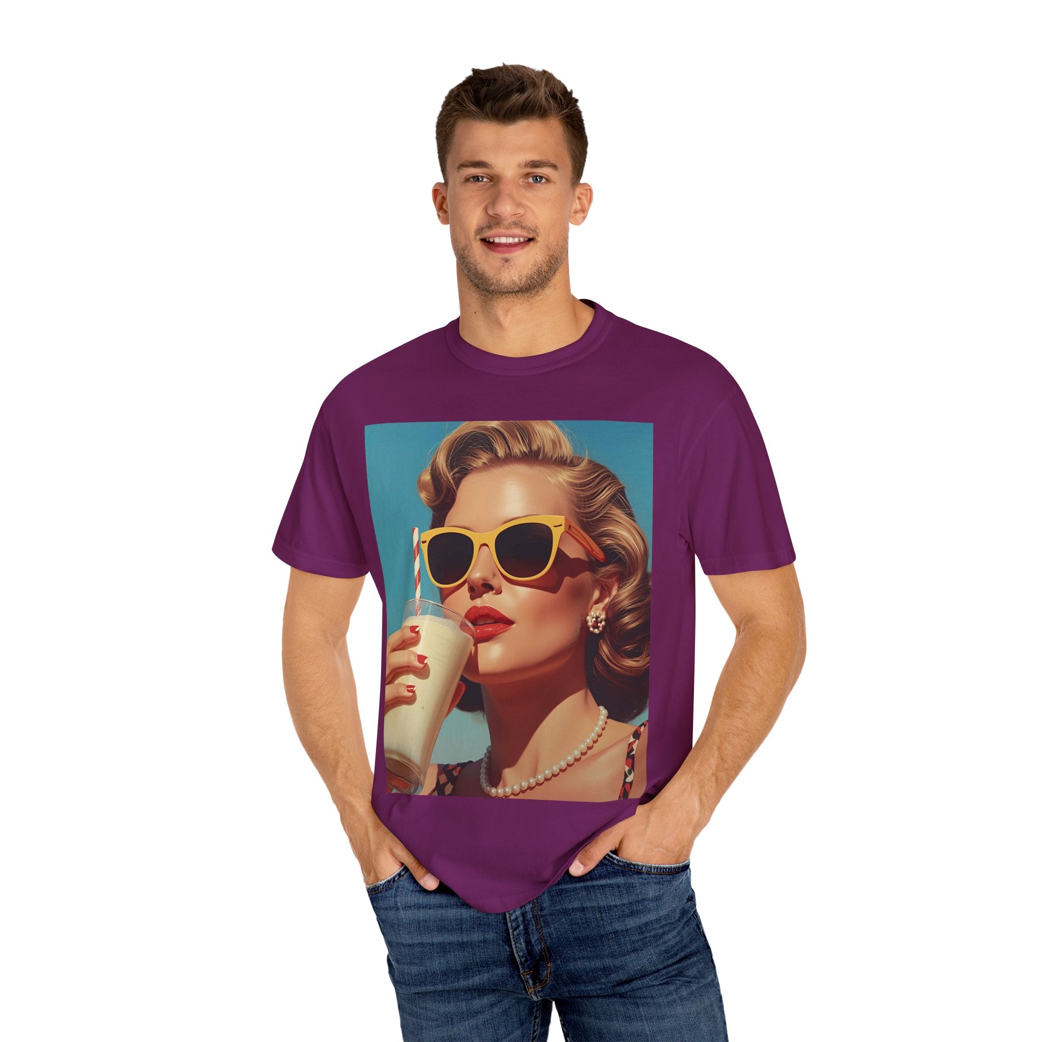 Retro Pop Art Summer Vibe T-shirt | Unisex Garment-Dyed Tee, Vintage Style Shirt, Trendy Summer Wear, Perfect Gift for Her, Casual Everyday Top