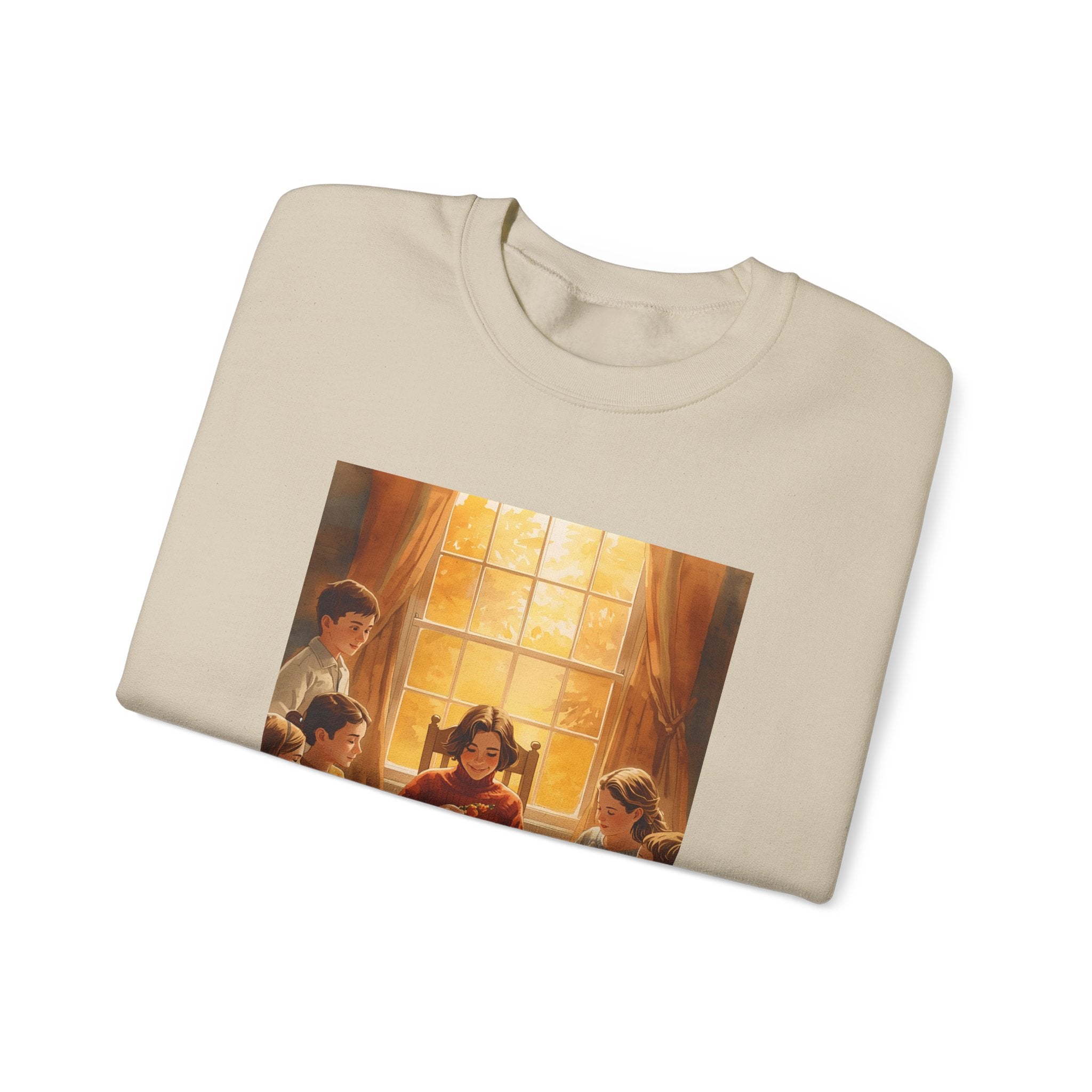 Cozy Family Dinner Crewneck Sweatshirt | Warm Winter Apparel, Casual Layering, Gift for Holidays, Family Gatherings, Nostalgic Artwork