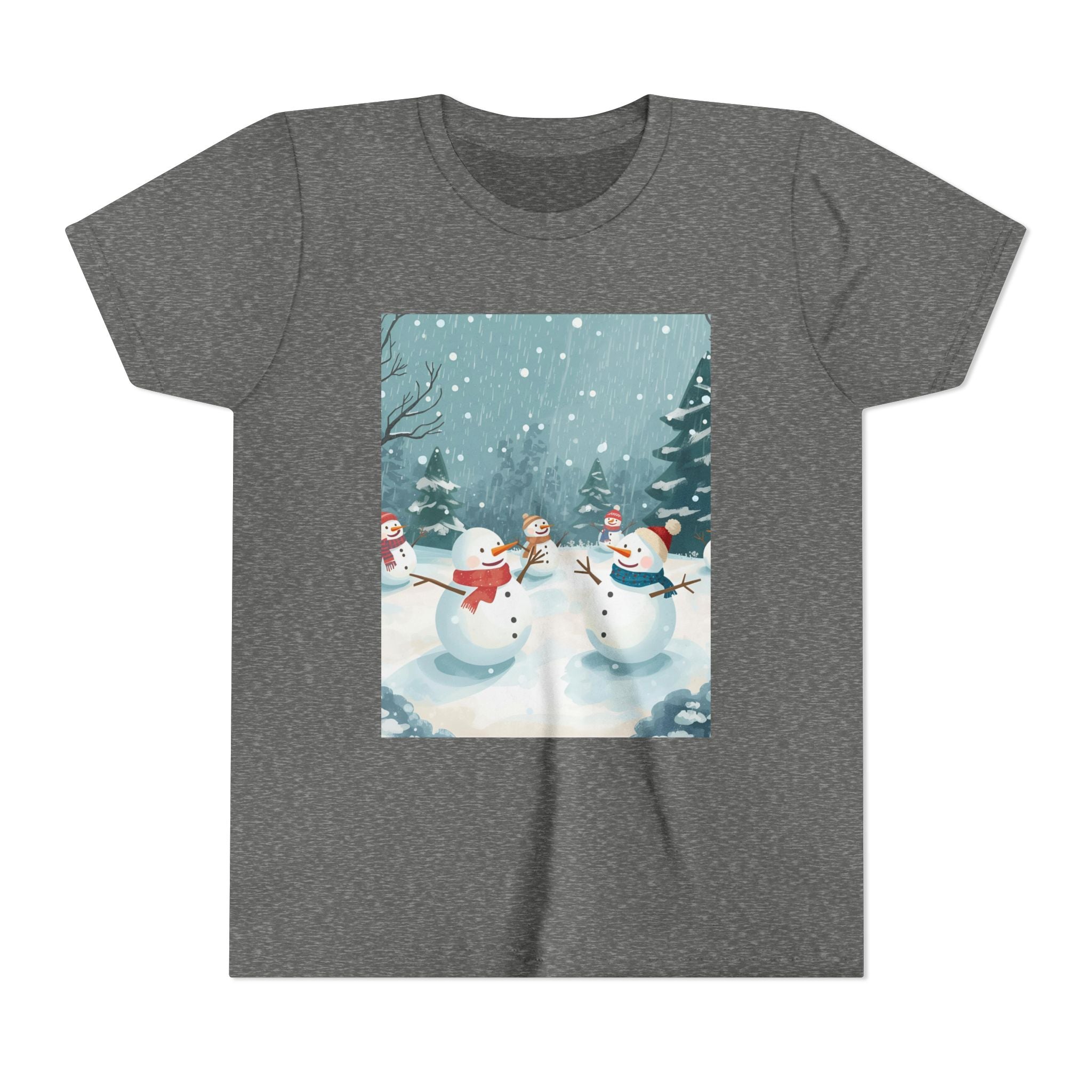 Festive Christmas Snowman Youth Short Sleeve Tee