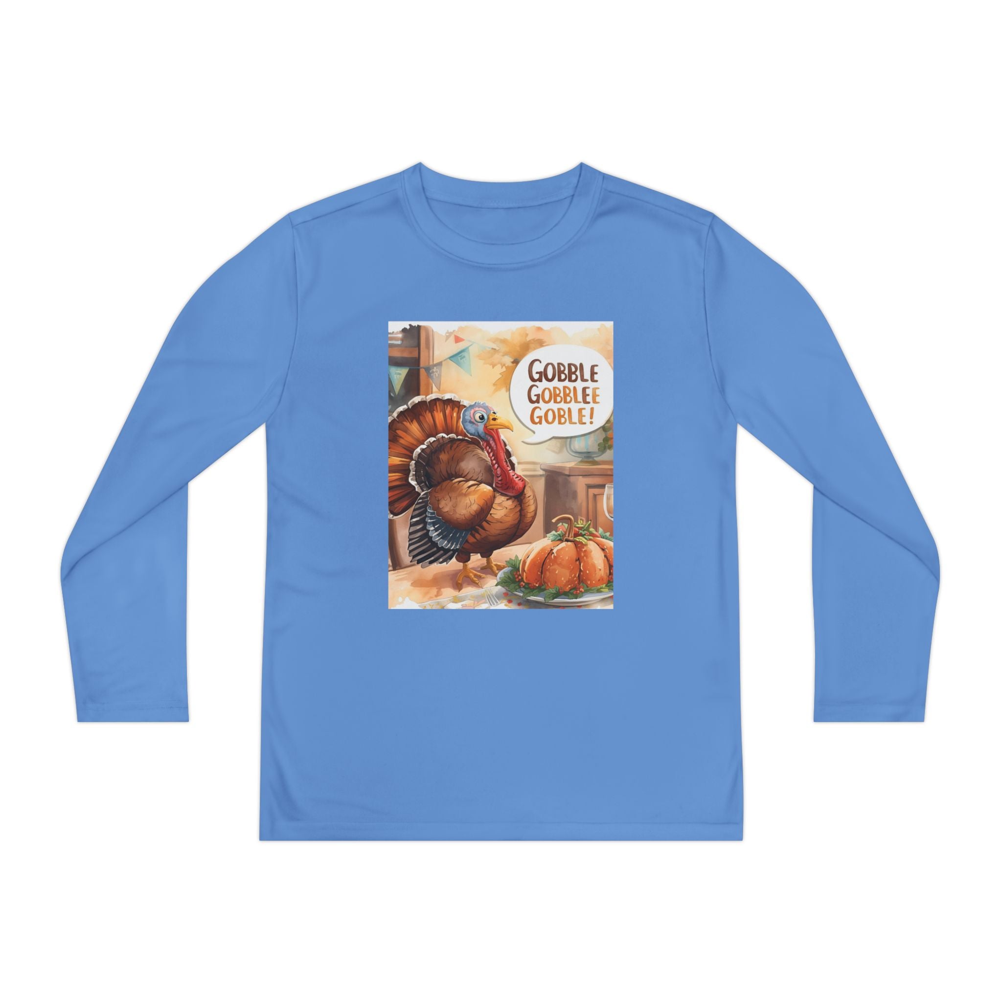 Thanksgiving Turkey Youth Long Sleeve Competitor Tee