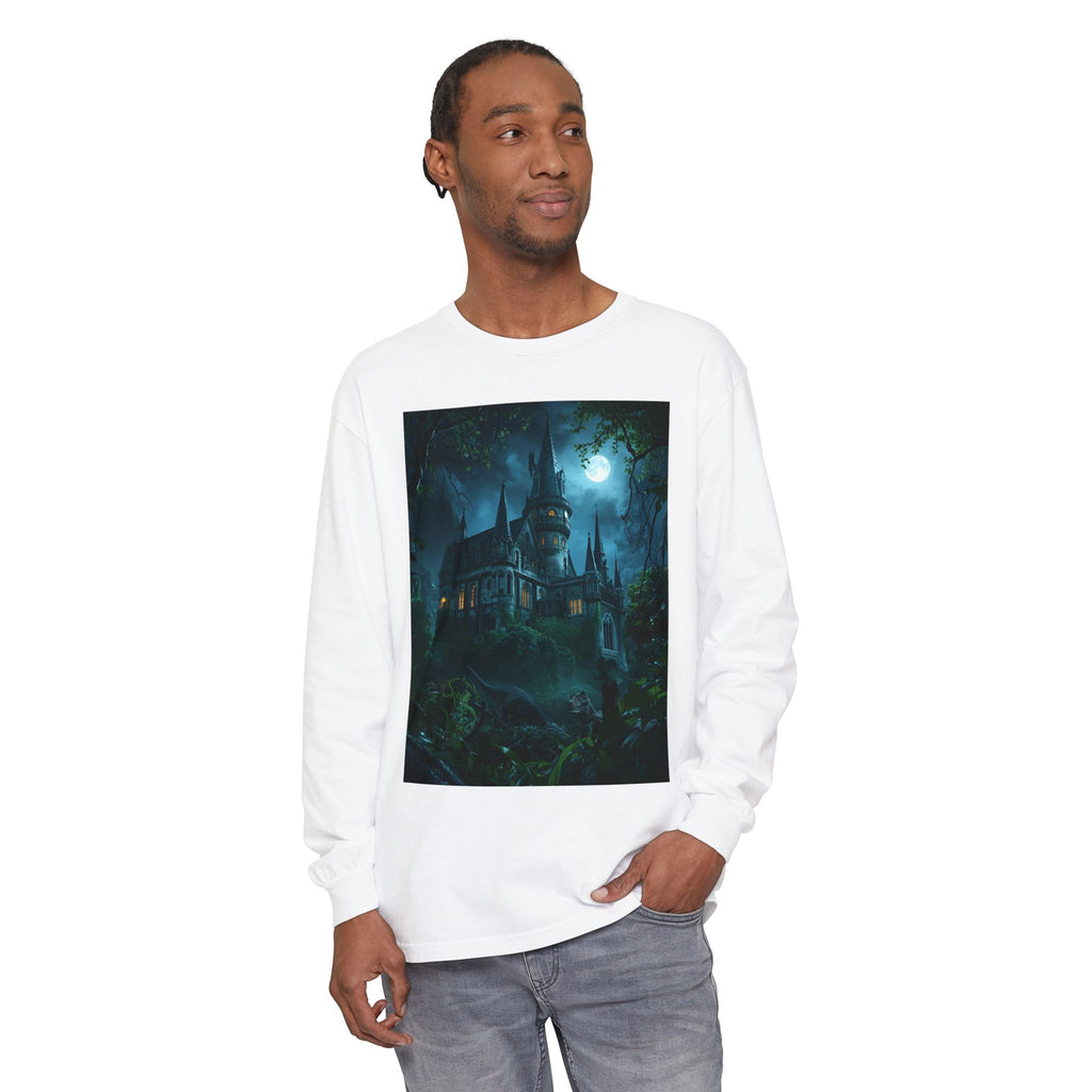 Mystical Night Scene Unisex Garment-dyed Long Sleeve T-Shirt