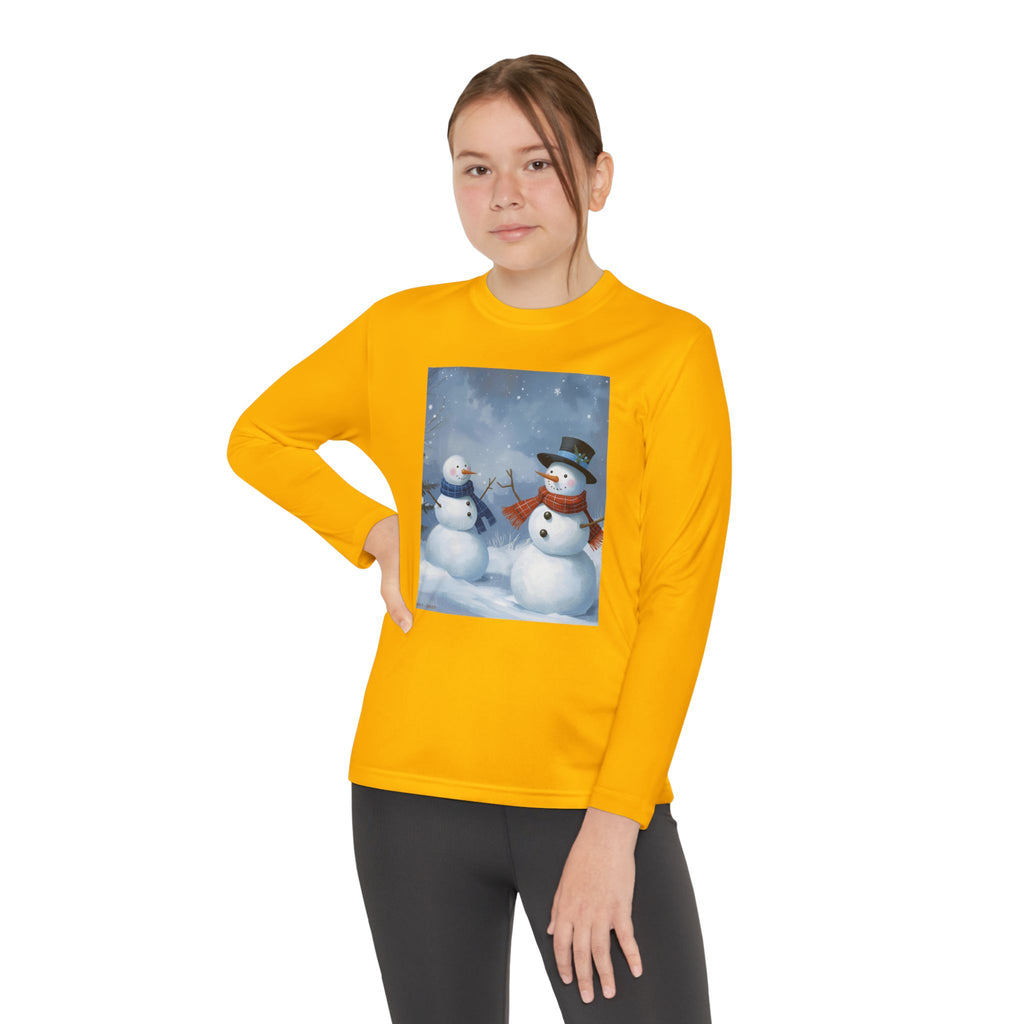 Christmas Snowman Family Youth Long Sleeve Competitor Tee