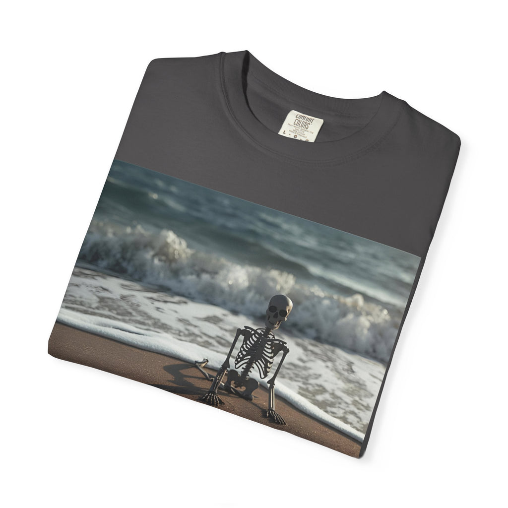 Halloween Beach Skeleton Vibes Unisex T-Shirt, Spooky Summer Tee, Fun Halloween Shirt, Beachwear, Casual Halloween Outfit