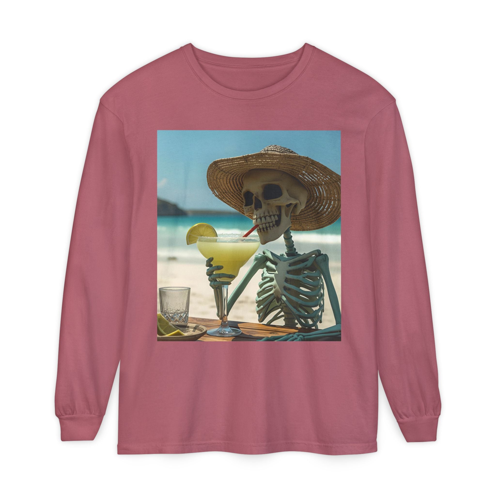 Chill Vibes Skeleton Unisex Garment-dyed Long Sleeve T-Shirt