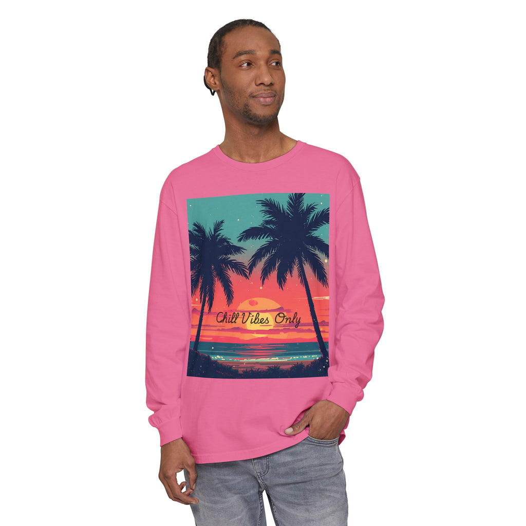 Tropical Sunset Unisex Garment-dyed Long Sleeve T-Shirt