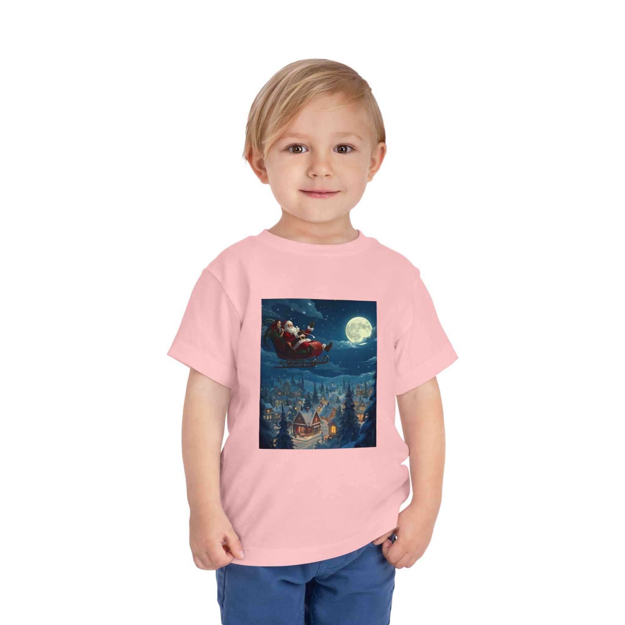 Christmas Santa Sleigh Toddler Short Sleeve Tee