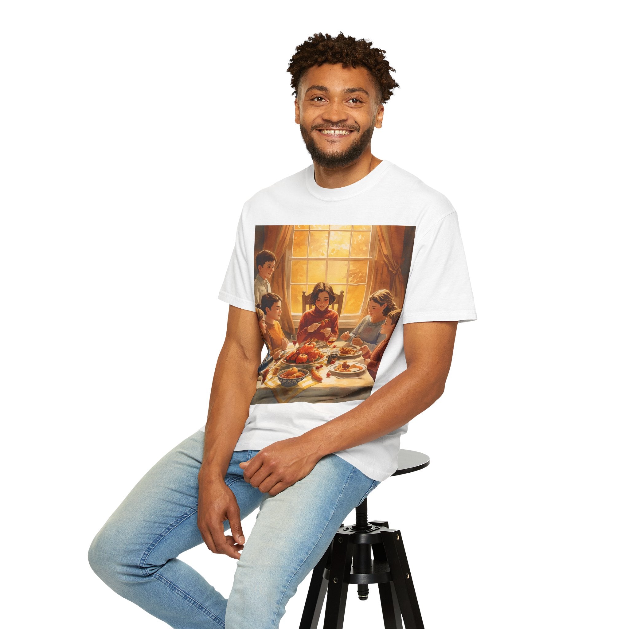 Thankful Family Dinner T-shirt, Unisex Tee, Fall Apparel, Cozy Top, Gift for Thanksgiving Lovers, Family Gathering Shirt