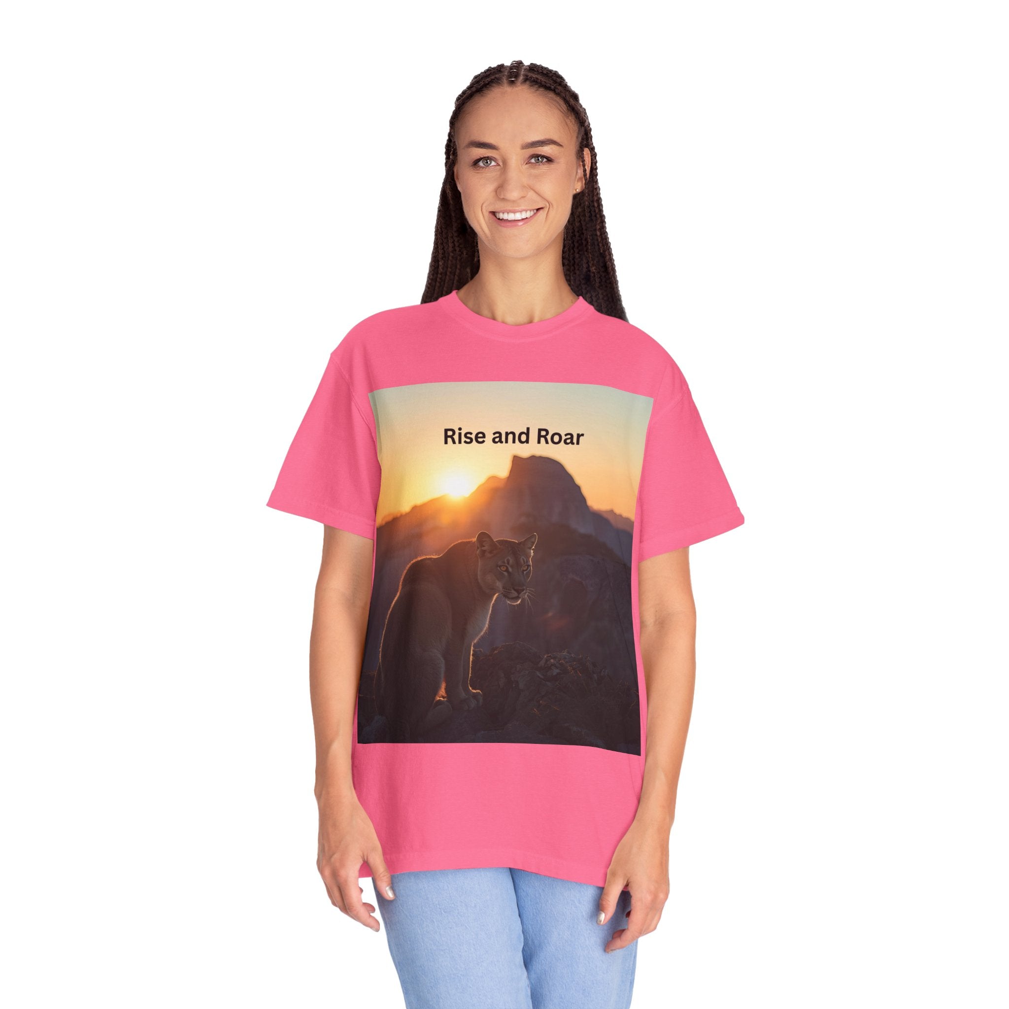 Rise And Roar Sunrise Mountain Lion T-Shirt, Rise and Roar Tee, Unisex Cotton Shirt, Graphic Tee for Nature Lovers, Adventure Apparel, Gifts for [...]