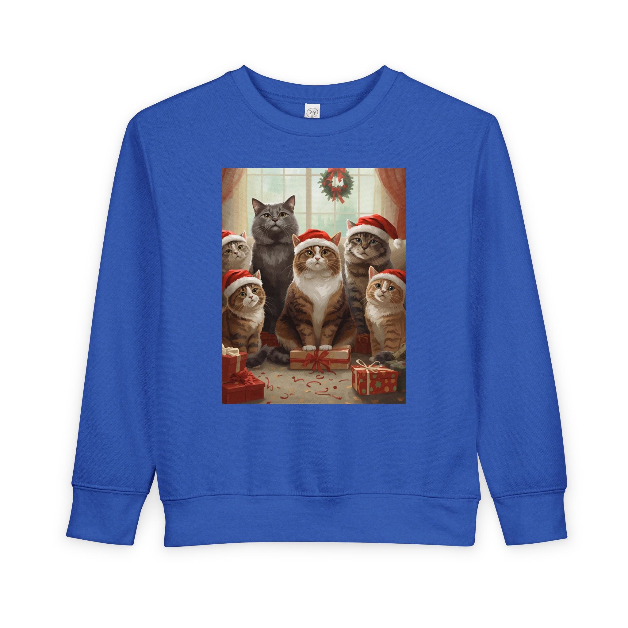 Cute Festive Christmas Cat Toddler Sweatshirt