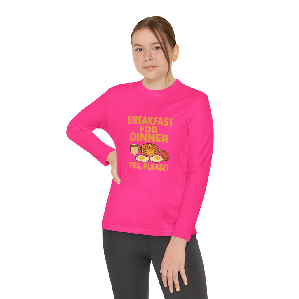 Breakfast For Dinner Youth Long Sleeve Competitor Tee