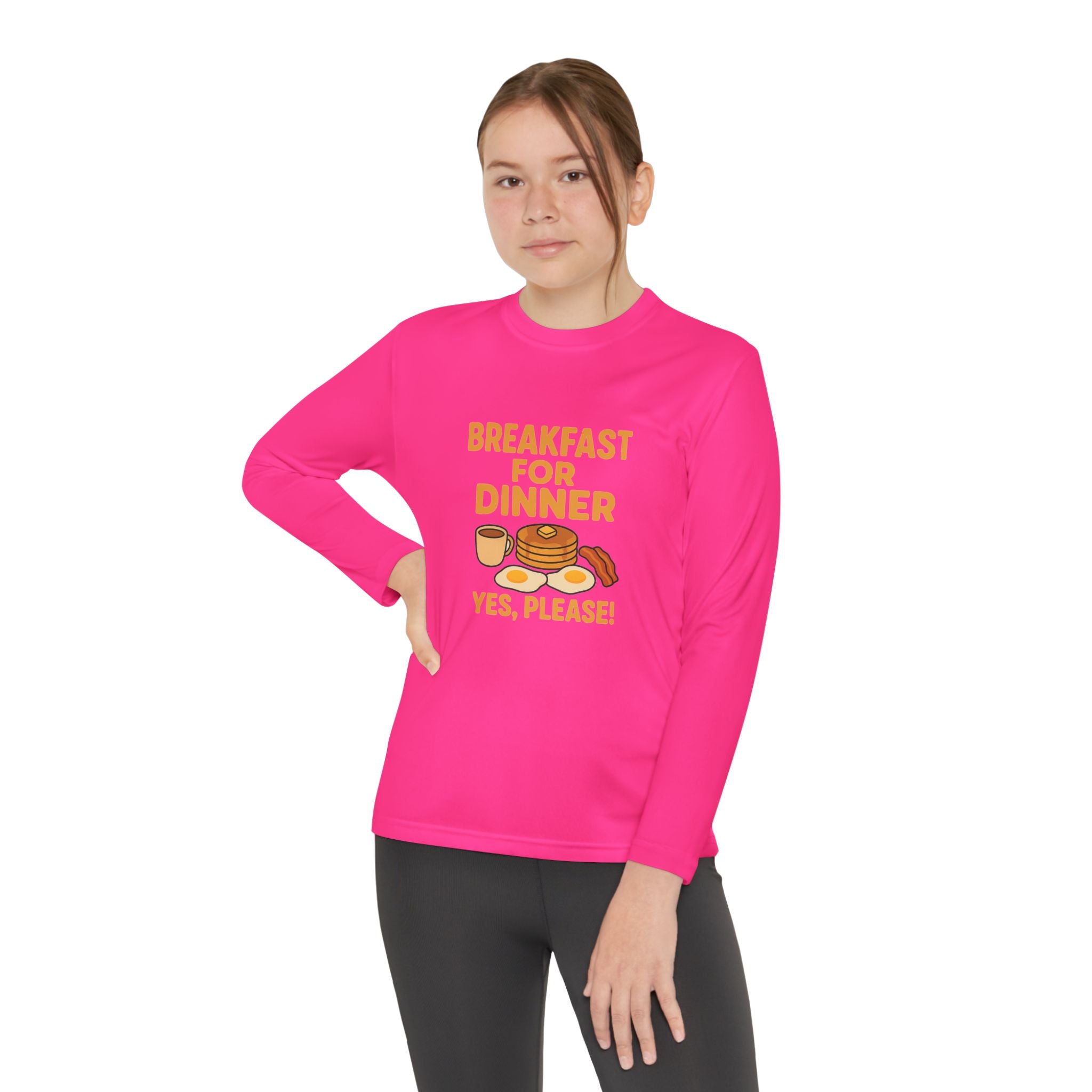 Breakfast For Dinner Youth Long Sleeve Competitor Tee