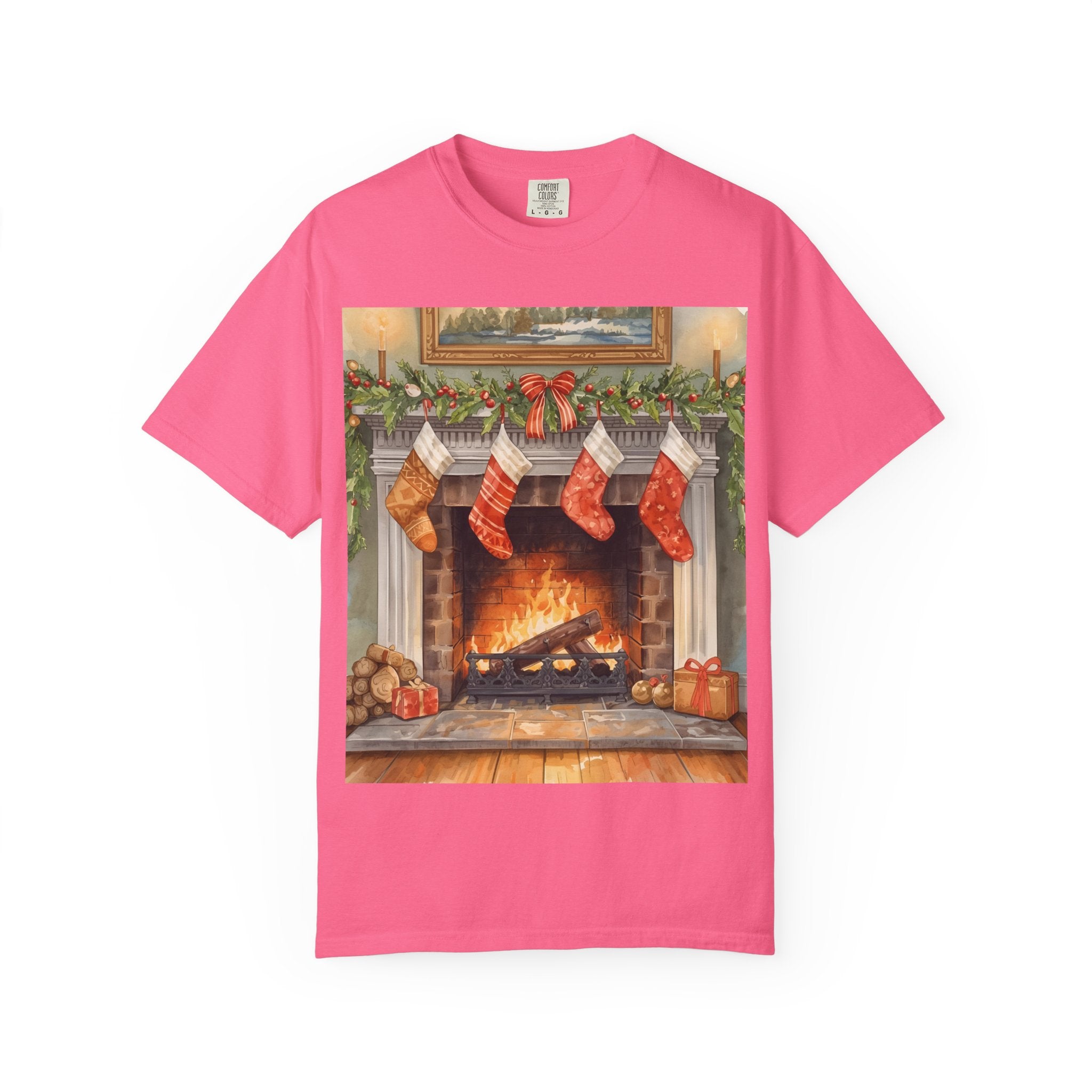 Cozy Christmas Fireplace T-Shirt | Unisex Holiday Tee | Gift for Him/Her | Festive Layering Top | Merry Christmas Apparel