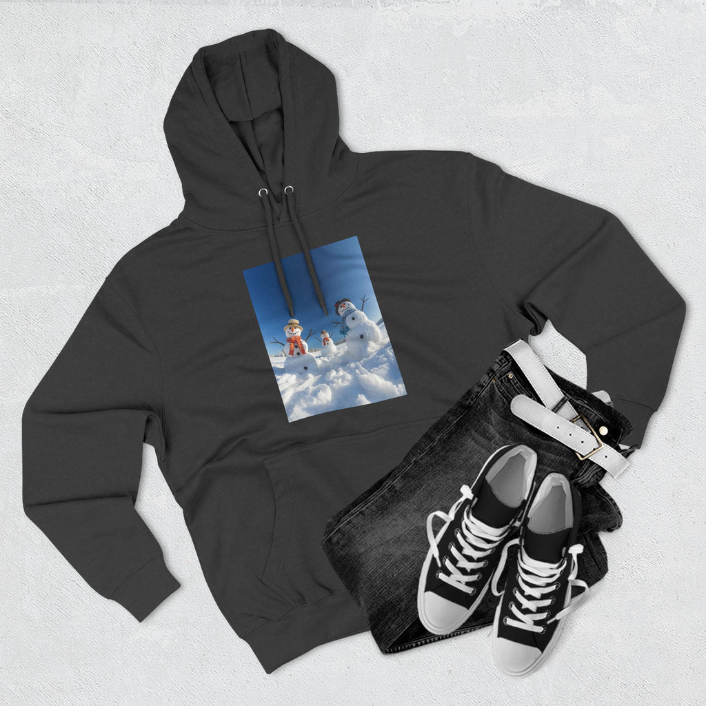 Cozy Fleece Hoodie with Fun Snowmen Design, Winter Wear, Gift for Christmas, Birthday Present, Casual Outfit, Hoodie for Snow Lovers