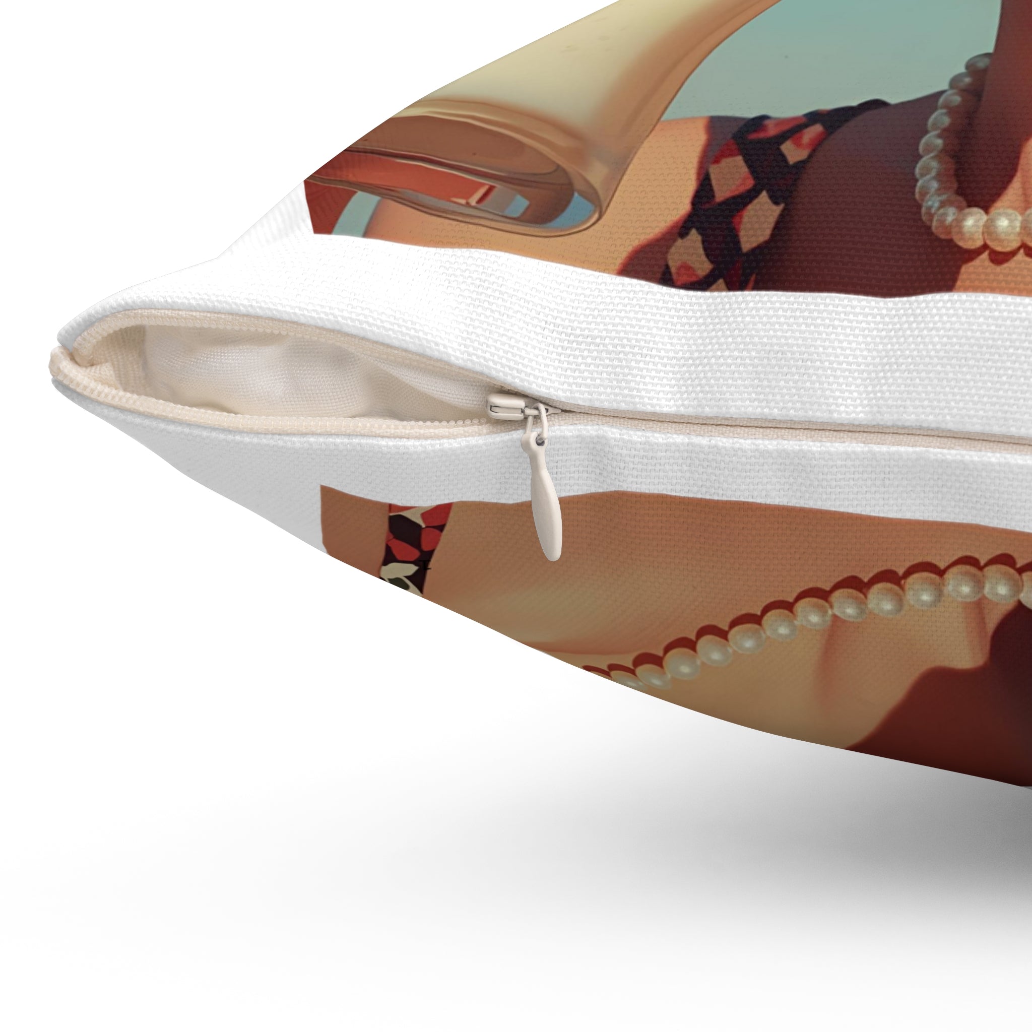 Retro Glamour Square Pillow | Vintage Decor, Home Accent, Gift for Her, Chic Living Room, Summer Vibes