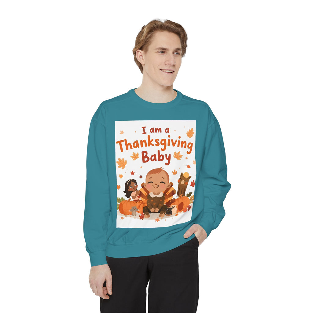 I Am A Thanksgiving Baby Unisex Garment-Dyed Sweatshirt