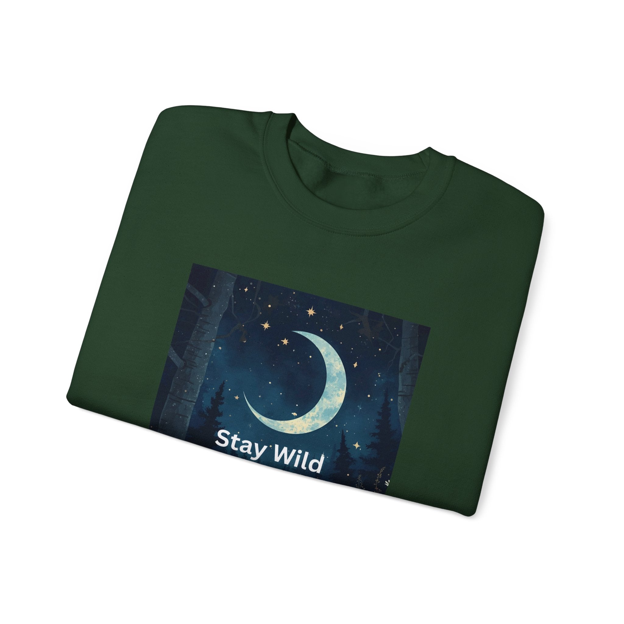 Stay Wild Moon Child Sweatshirt | Cozy Unisex Crewneck | Perfect for Nature Lovers, Festival Goers, and Everyday Comfort