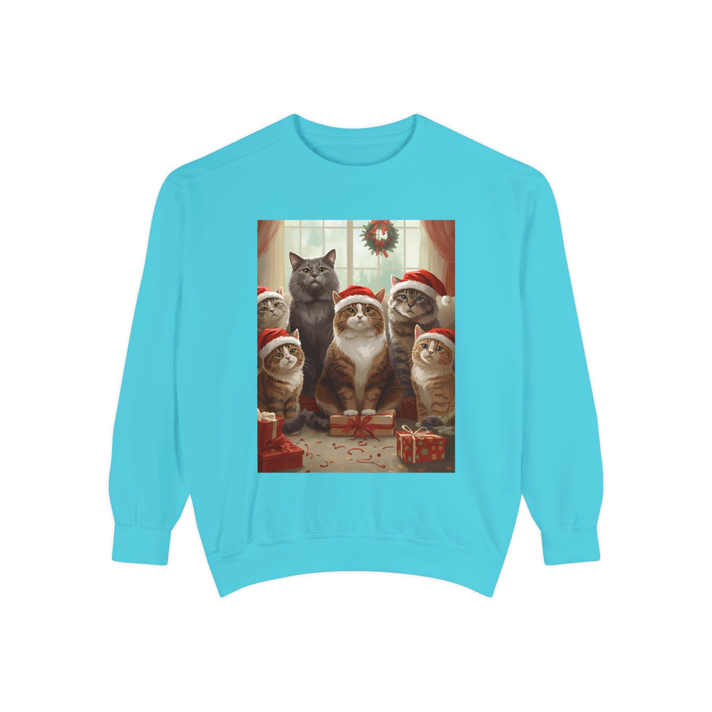 Cute Christmas Cat Festive Sweatshirt - Cozy Cat Christmas Pullover, Holiday Gift, Cat Lover Apparel, Unisex Sweatshirt, Cute Animal Sweater
