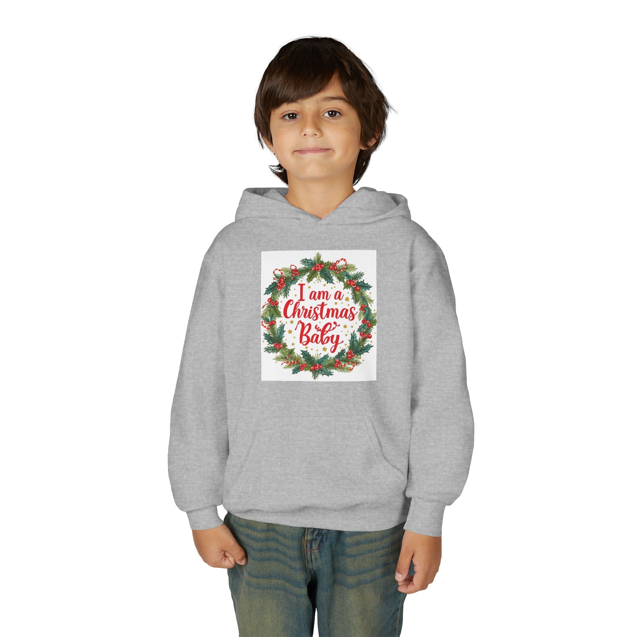 I Am A Christmas Baby Youth Heavy Blend Hooded Sweatshirt