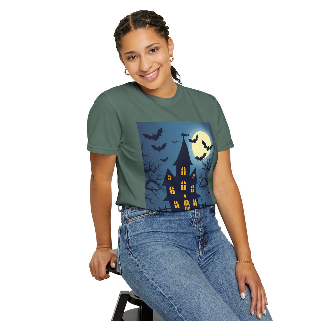Haunted House T-Shirt, Spooky Halloween Tee, Unisex Shirt, Fall Apparel, Ghostly Graphic Tee, October Celebration Outfit