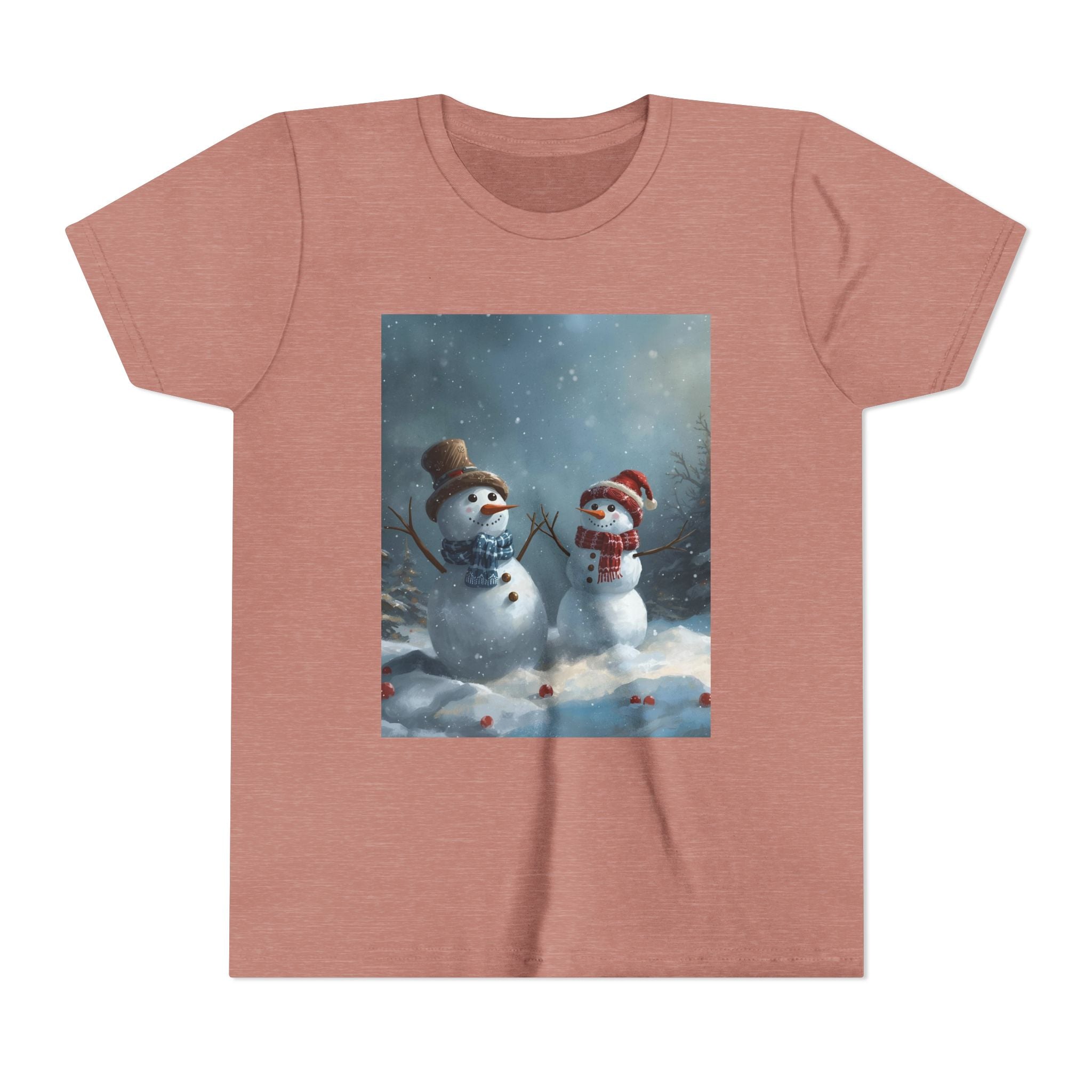 Youth Christmas Snowman Tee, Winter T-Shirt, Christmas Gift, Holiday Apparel, Kids Winter Wear, Cute Snowman Design