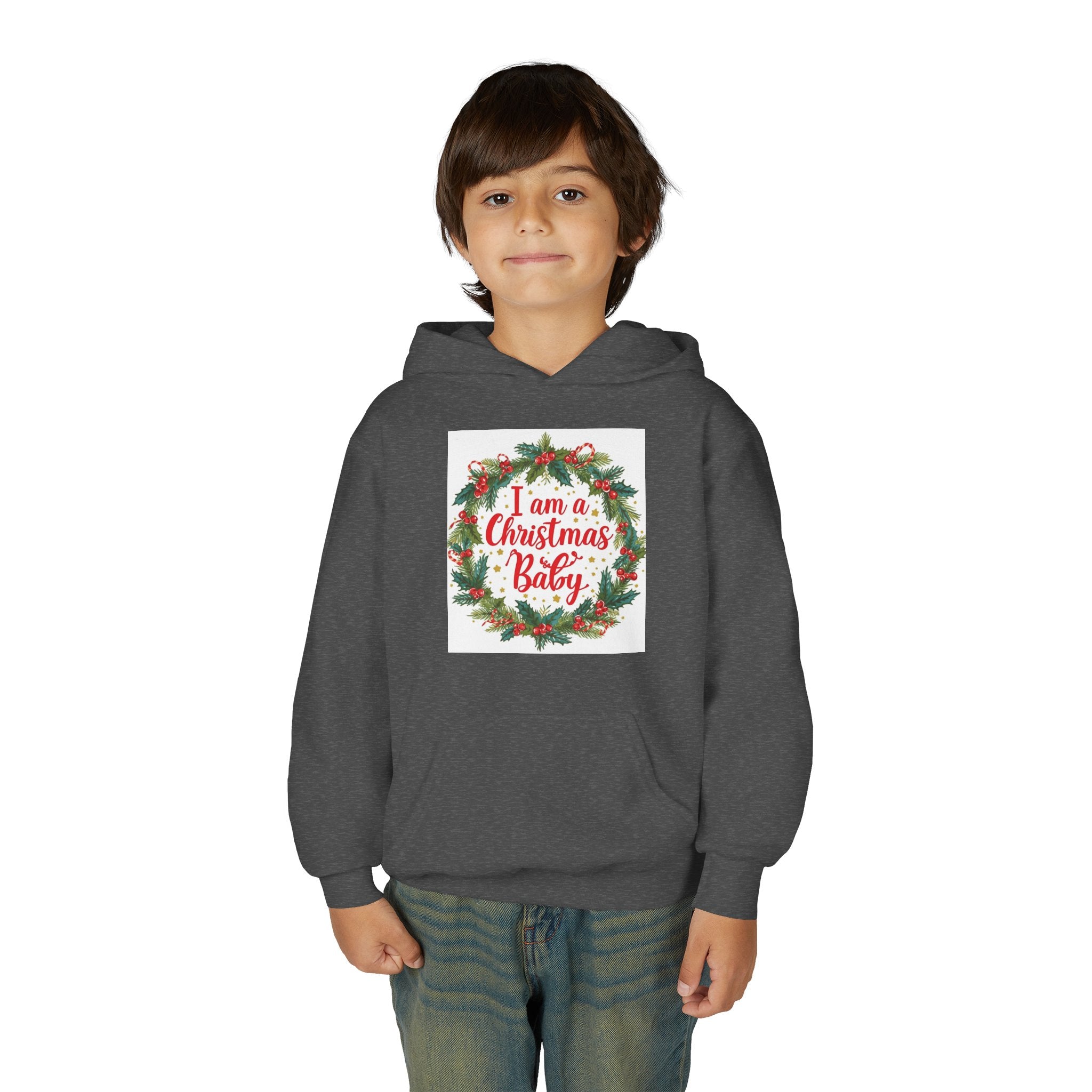 I Am A Christmas Baby Youth Heavy Blend Hooded Sweatshirt