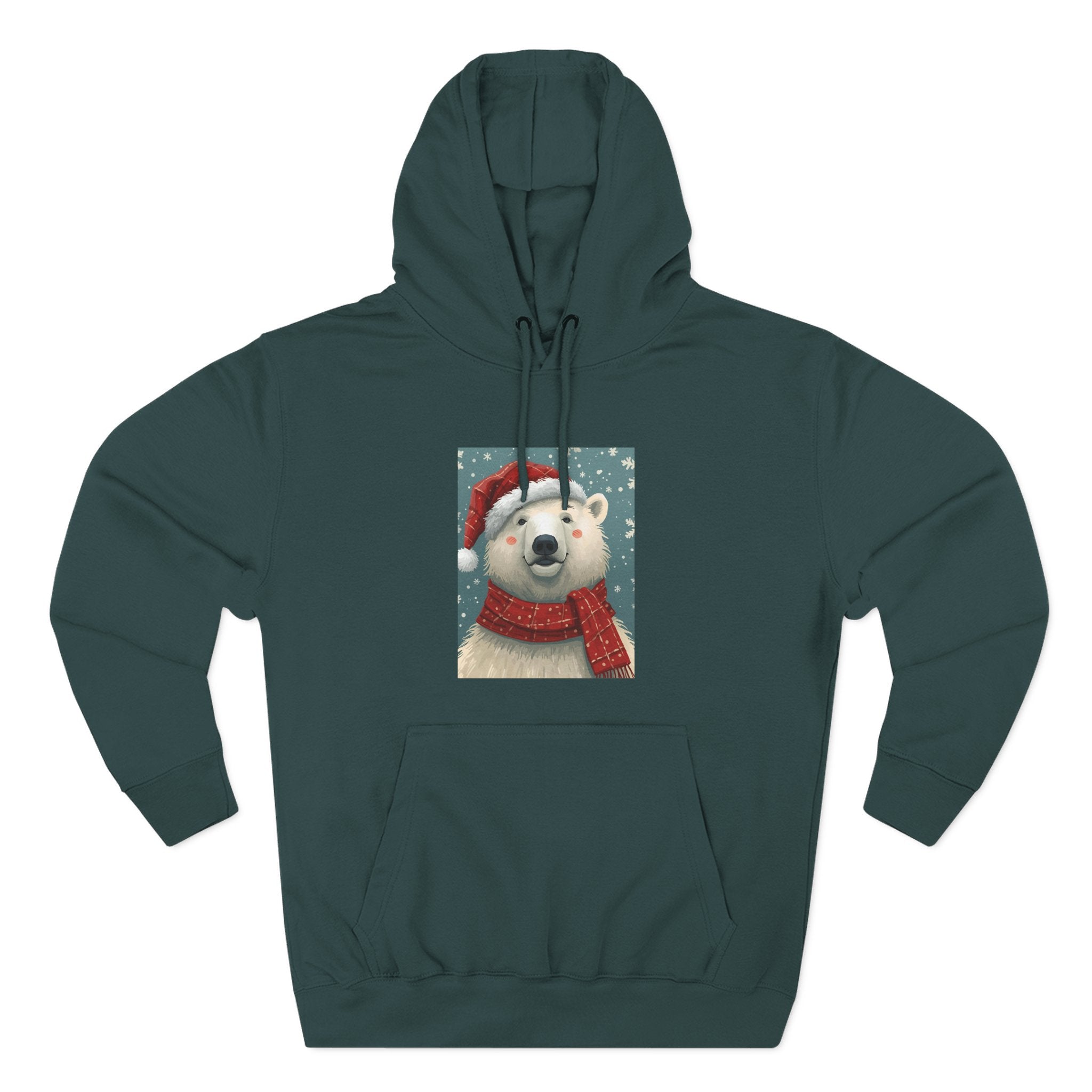 Cozy Polar Bear Holiday Hoodie, Winter Fleece Sweatshirt, Christmas Gift, Cute Animal Hoodie, Festive Apparel, Seasonal Wear