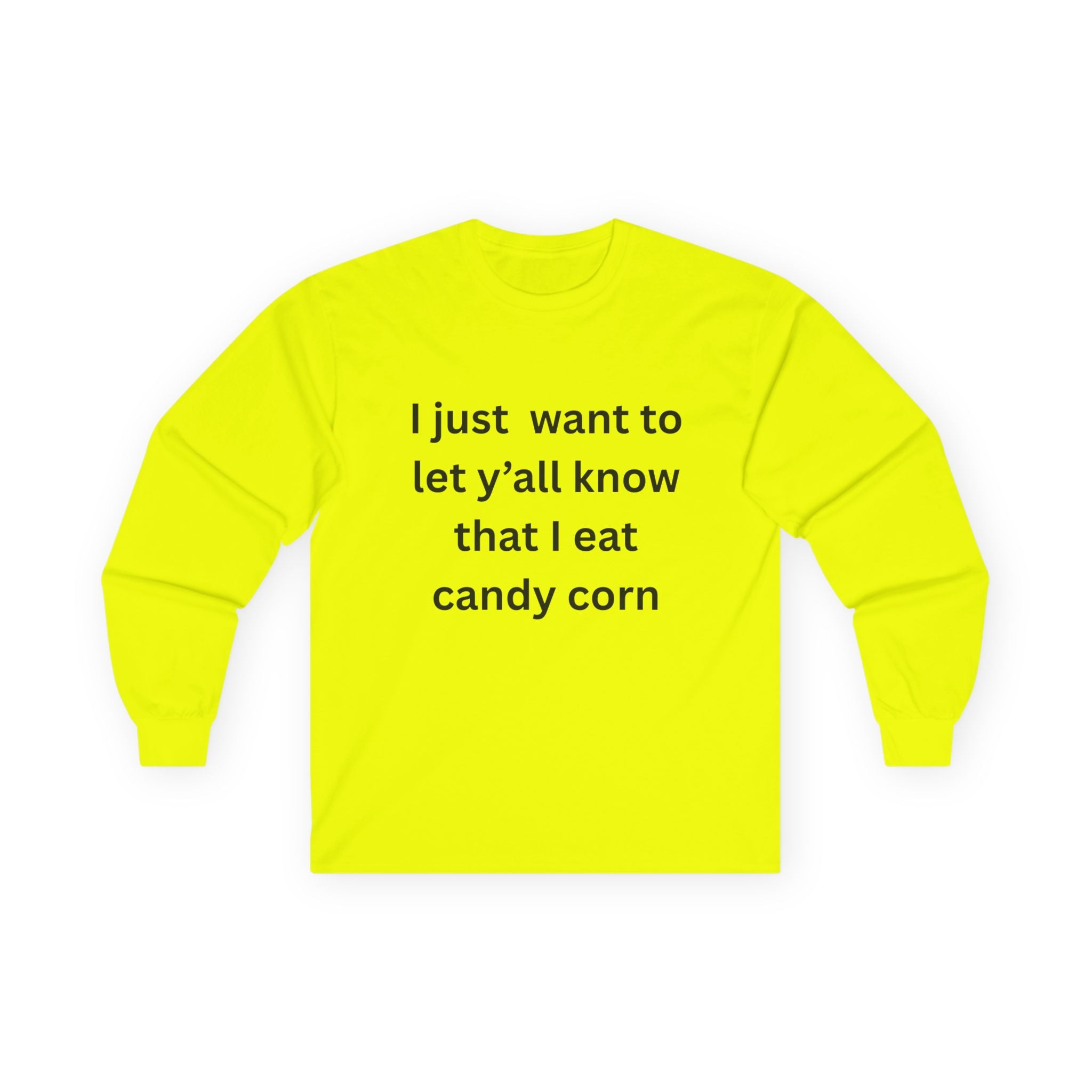 I Eat Candy Corn Funny Halloween Long Sleeve Tee, Unisex Candy Corn Shirt, Fall Outfit, Halloween Party Top, Gift for Food Lovers, Autumn Apparel