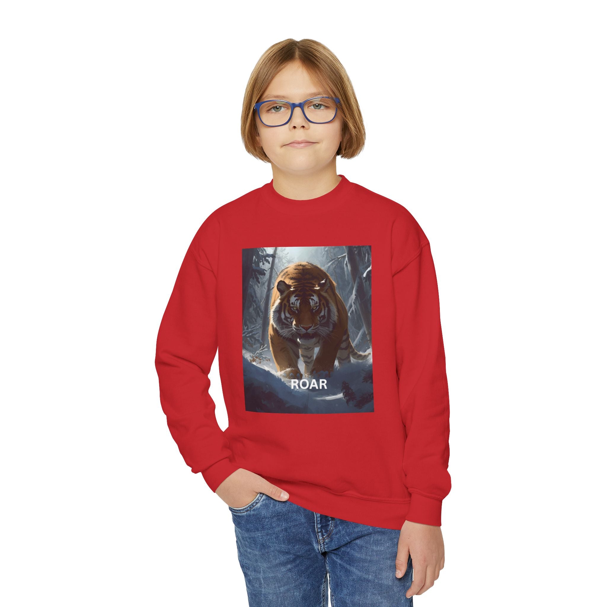 Tiger Roar Snow Youth Crewneck Sweatshirt