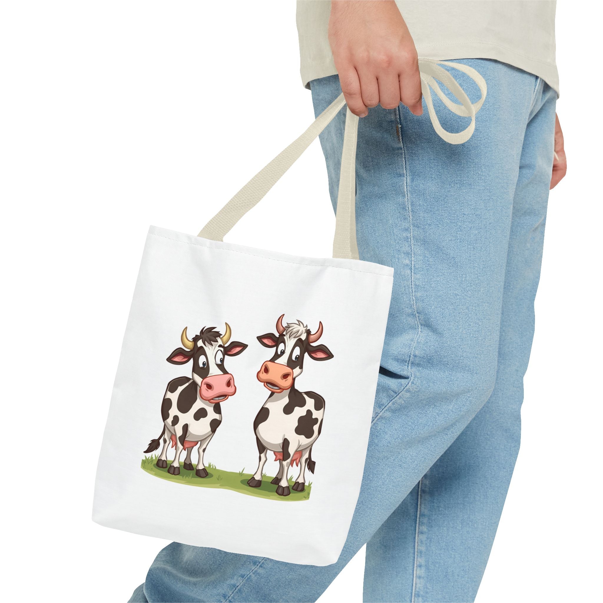 Cute Cow Print Tote Bag, Reusable Shopping Bag, Farmer's Market Tote, Animal Lover Gift, Floral Cow Pattern Bag