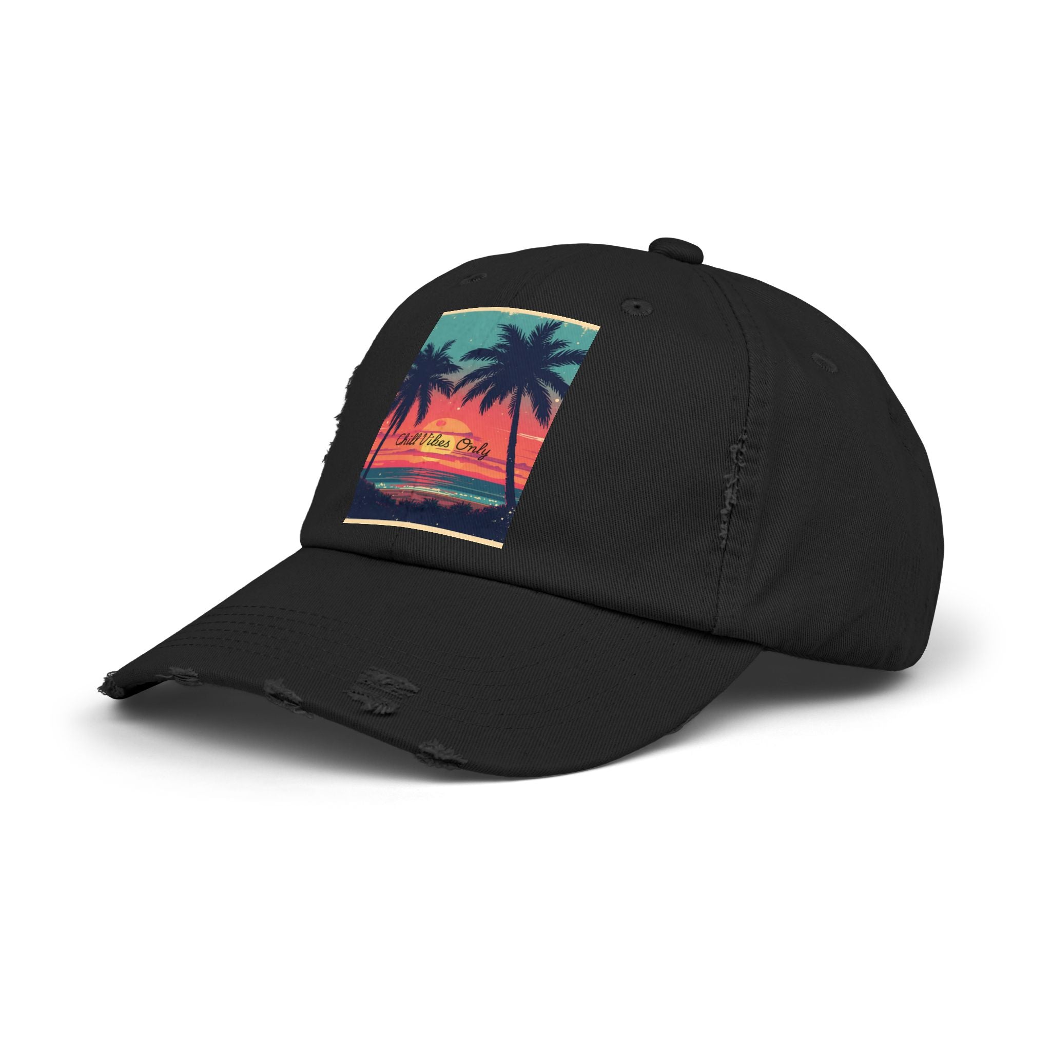 Tropical Sunset Unisex Distressed Cap