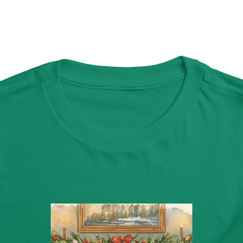 Christmas Stocking Fireplace Toddler Short Sleeve Tee