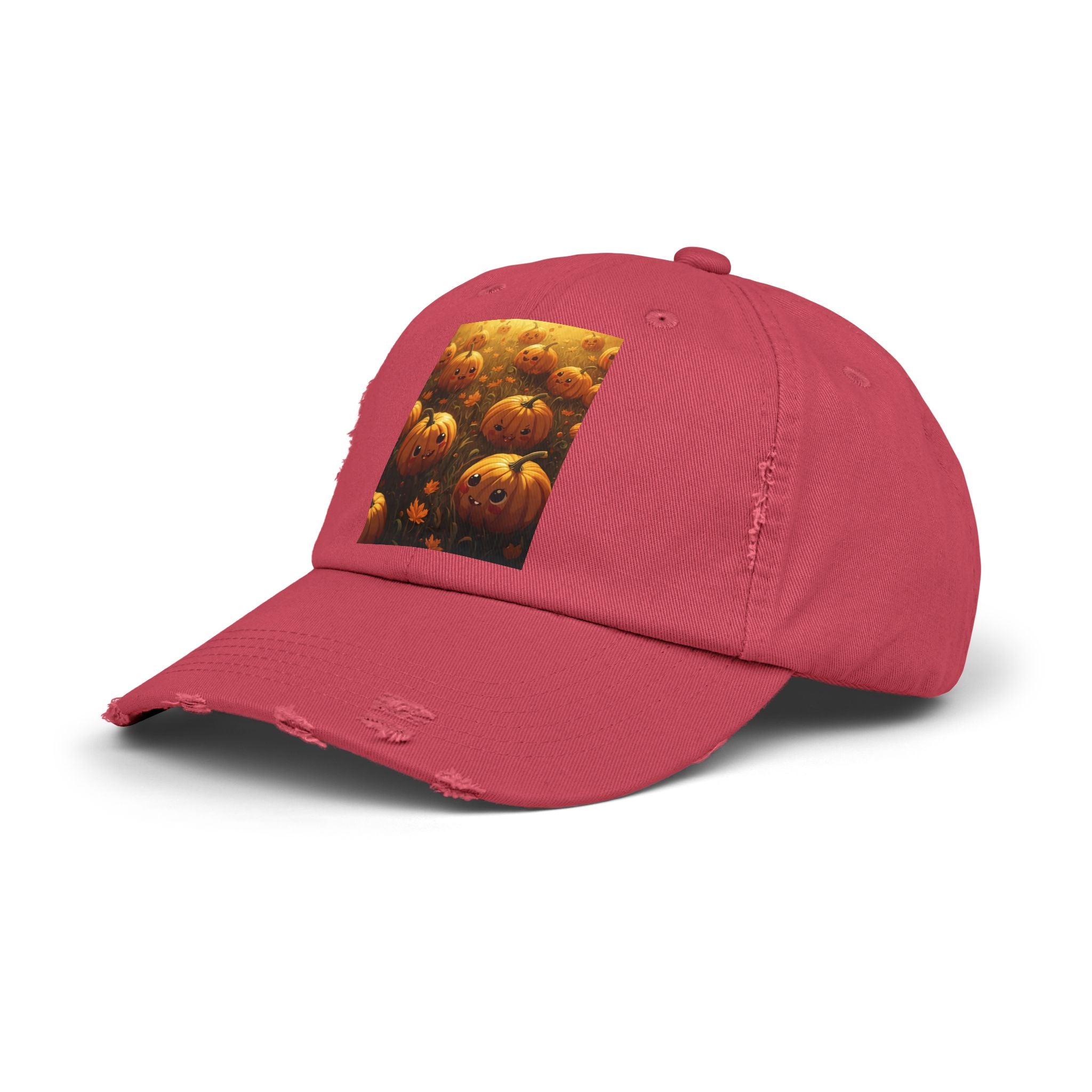 Unisex Distressed Pumpkin Cap, Vintage Halloween Hat, Fall Fashion Accessory, Casual Everyday Wear, Gift for Pumpkin Lovers