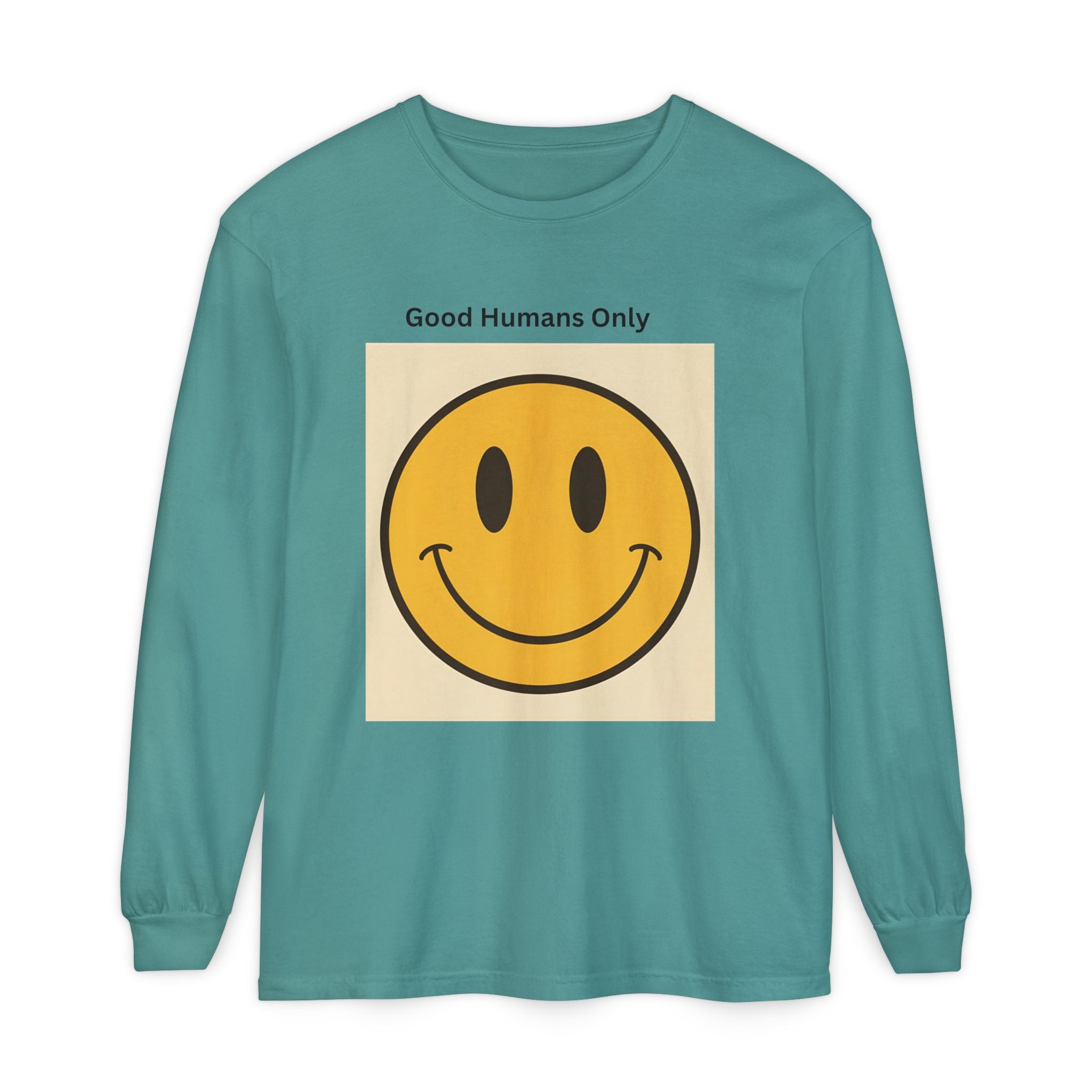 Smiley Face Unisex Garment-dyed Long Sleeve T-Shirt