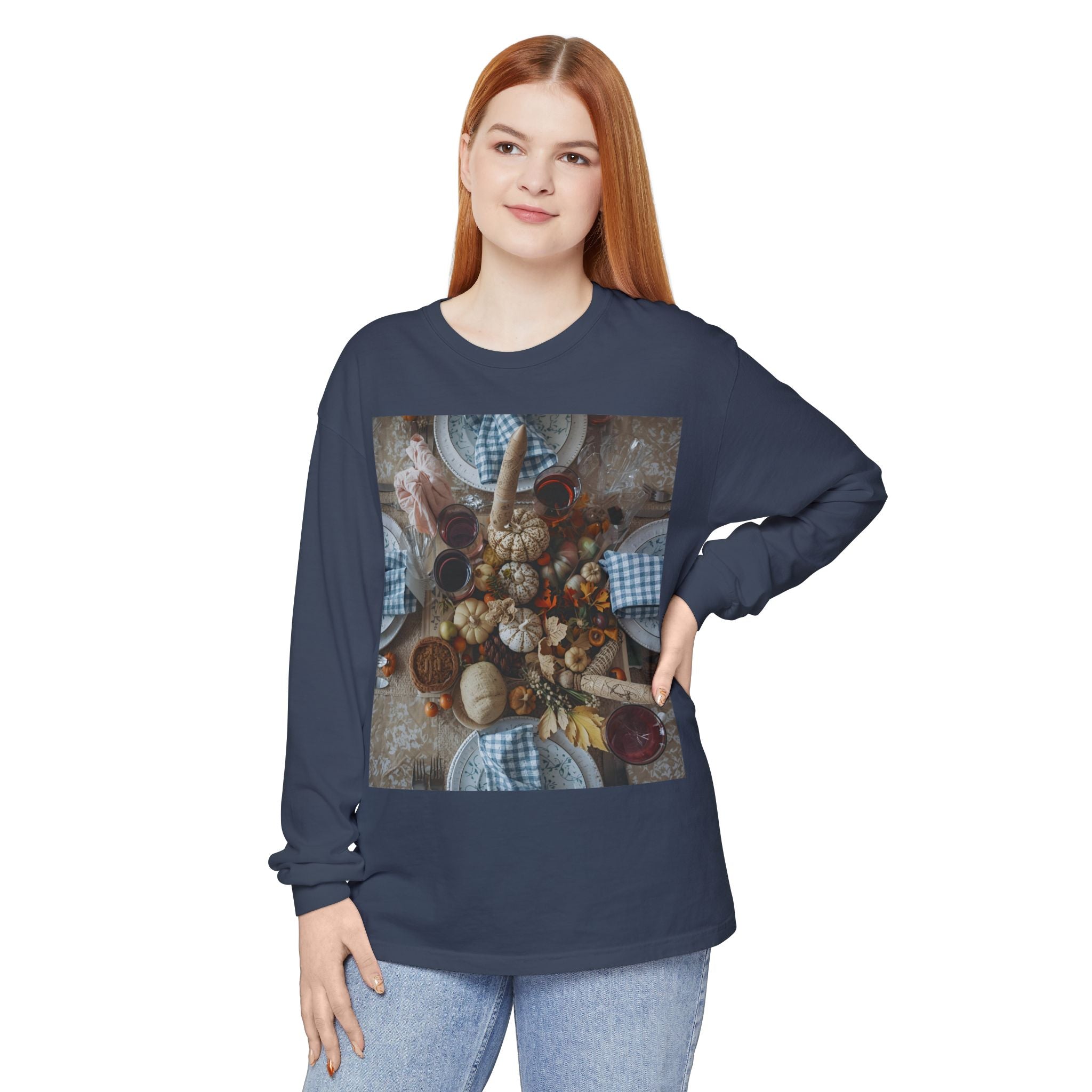Rustic Gatherings Festive Long Sleeve T-Shirt for Gatherings, Casual Wear, Thanksgiving Shirt, Cozy Gift, Holiday Celebration Tee
