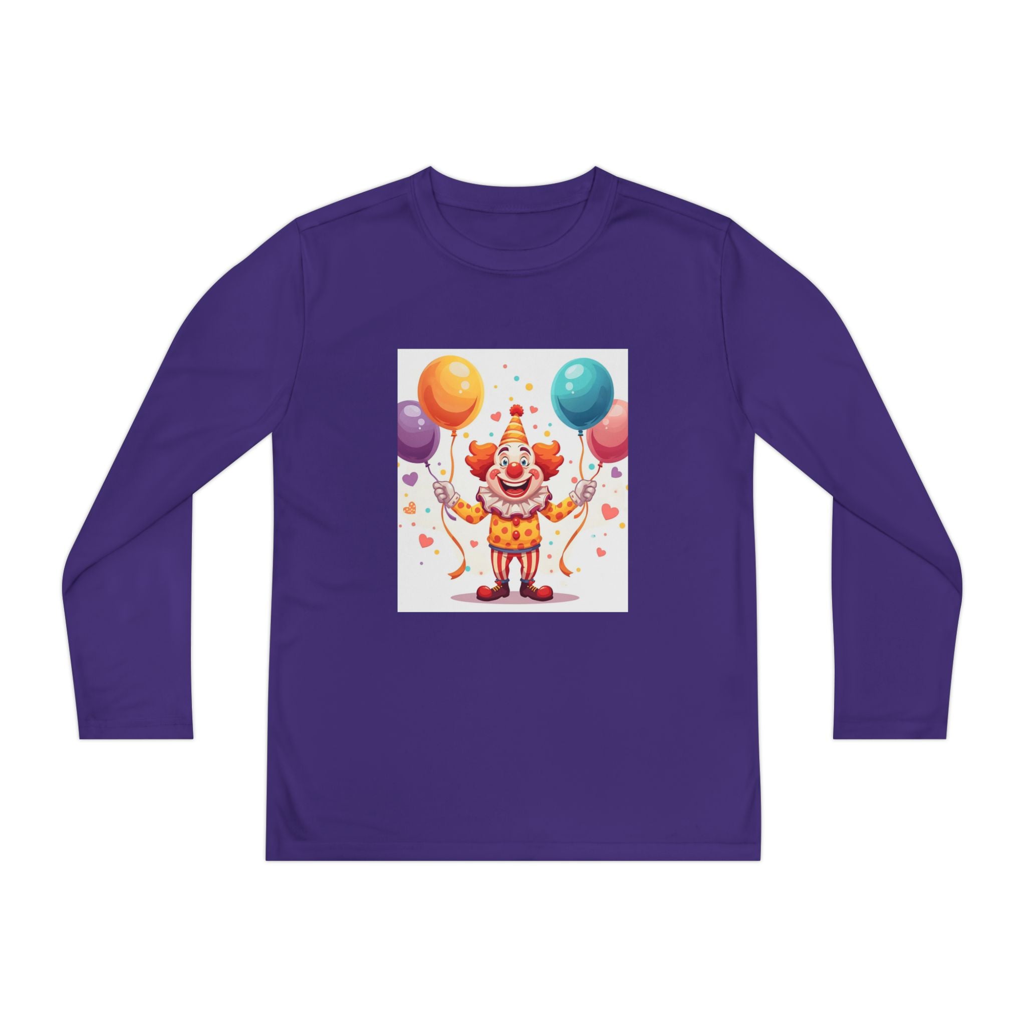 Birthday Clown With Balloons Youth Long Sleeve Competitor Tee