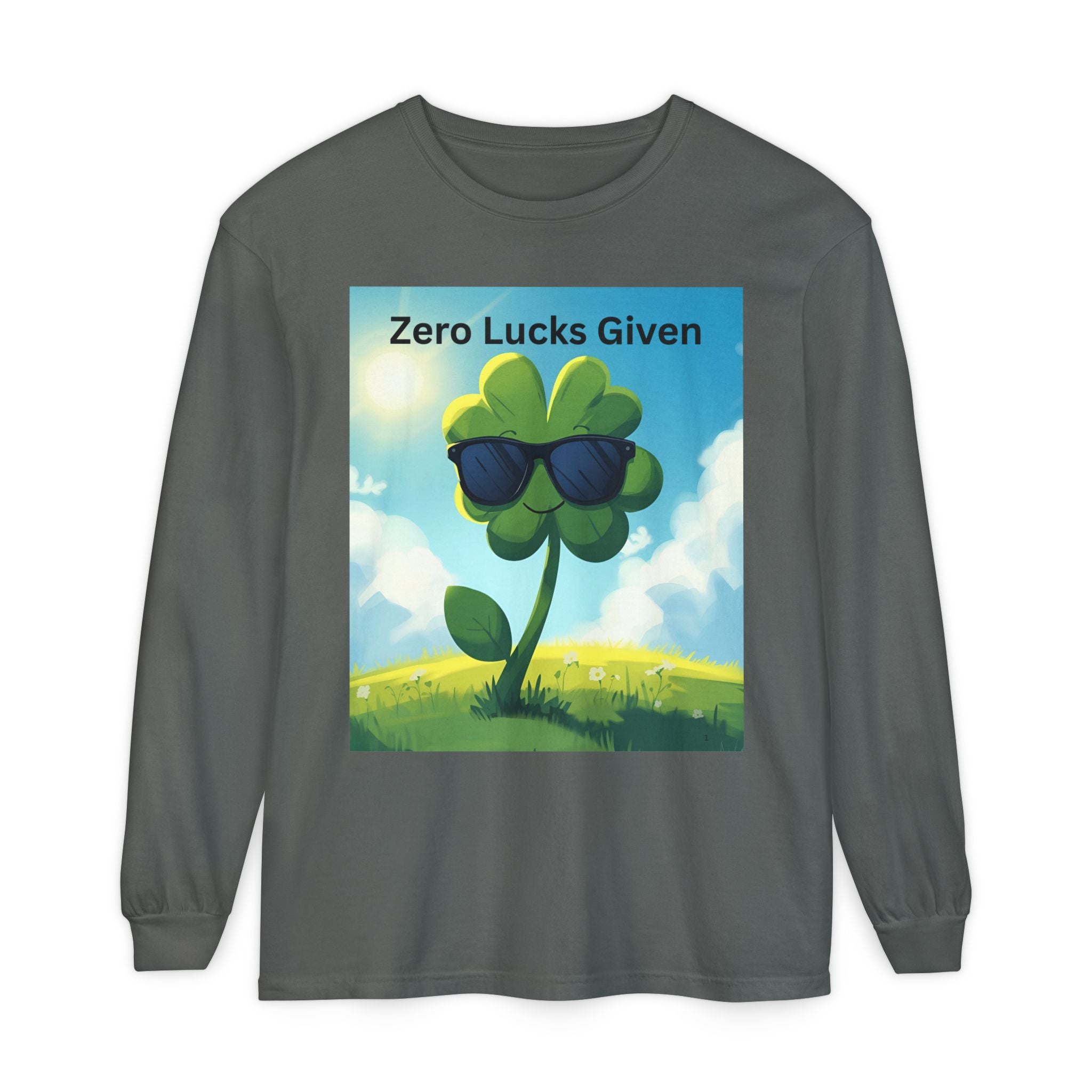 Zero Lucks Given Unisex Garment-dyed Long Sleeve T-Shirt
