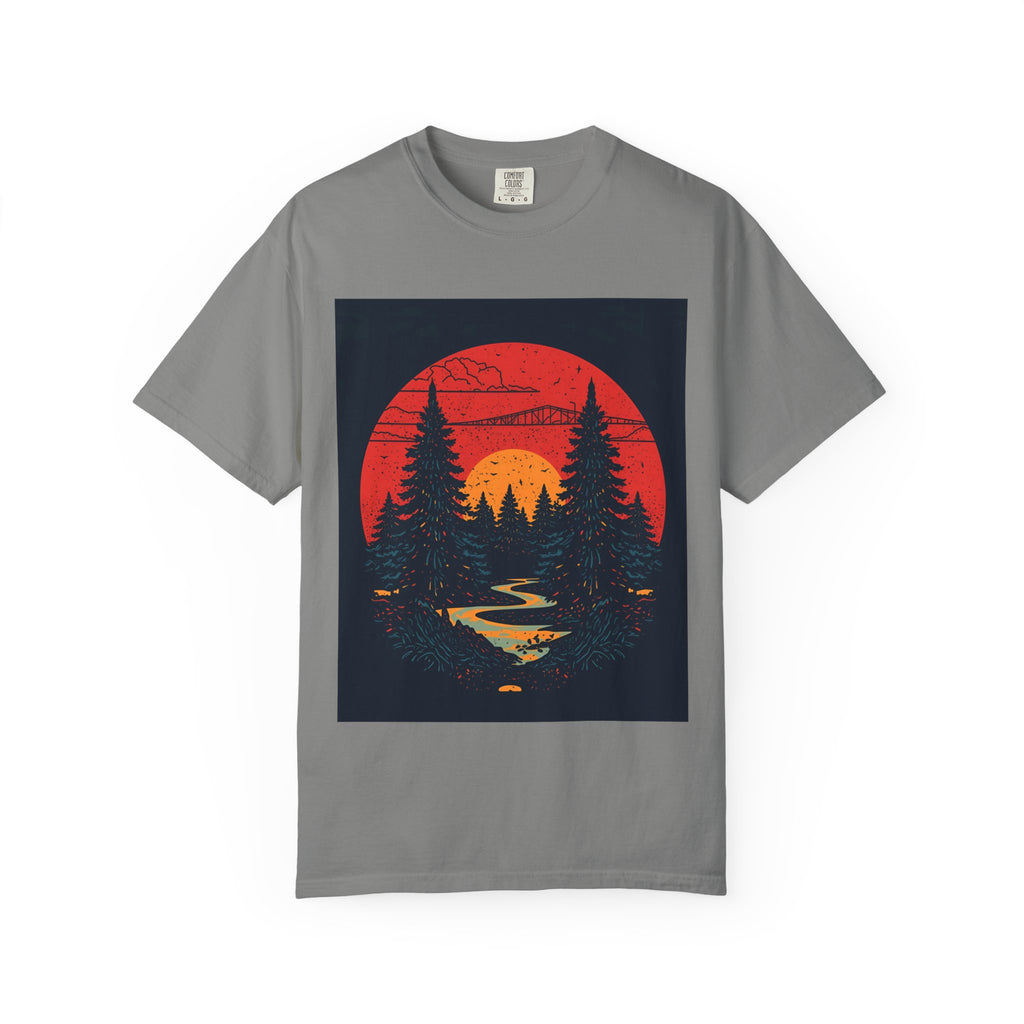 Sunset Forest Unisex Tee, Outdoor Adventure Shirt, Nature Lover Gift, Casual Stylish Top, Fall Fashion T-shirt