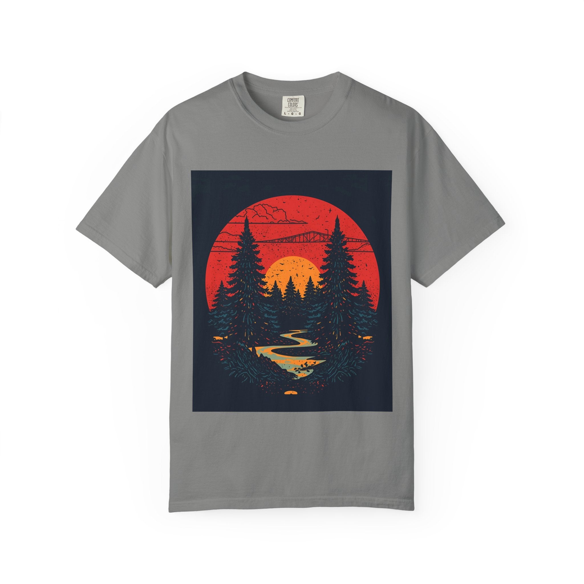 Sunset Forest Unisex Tee, Outdoor Adventure Shirt, Nature Lover Gift, Casual Stylish Top, Fall Fashion T-shirt