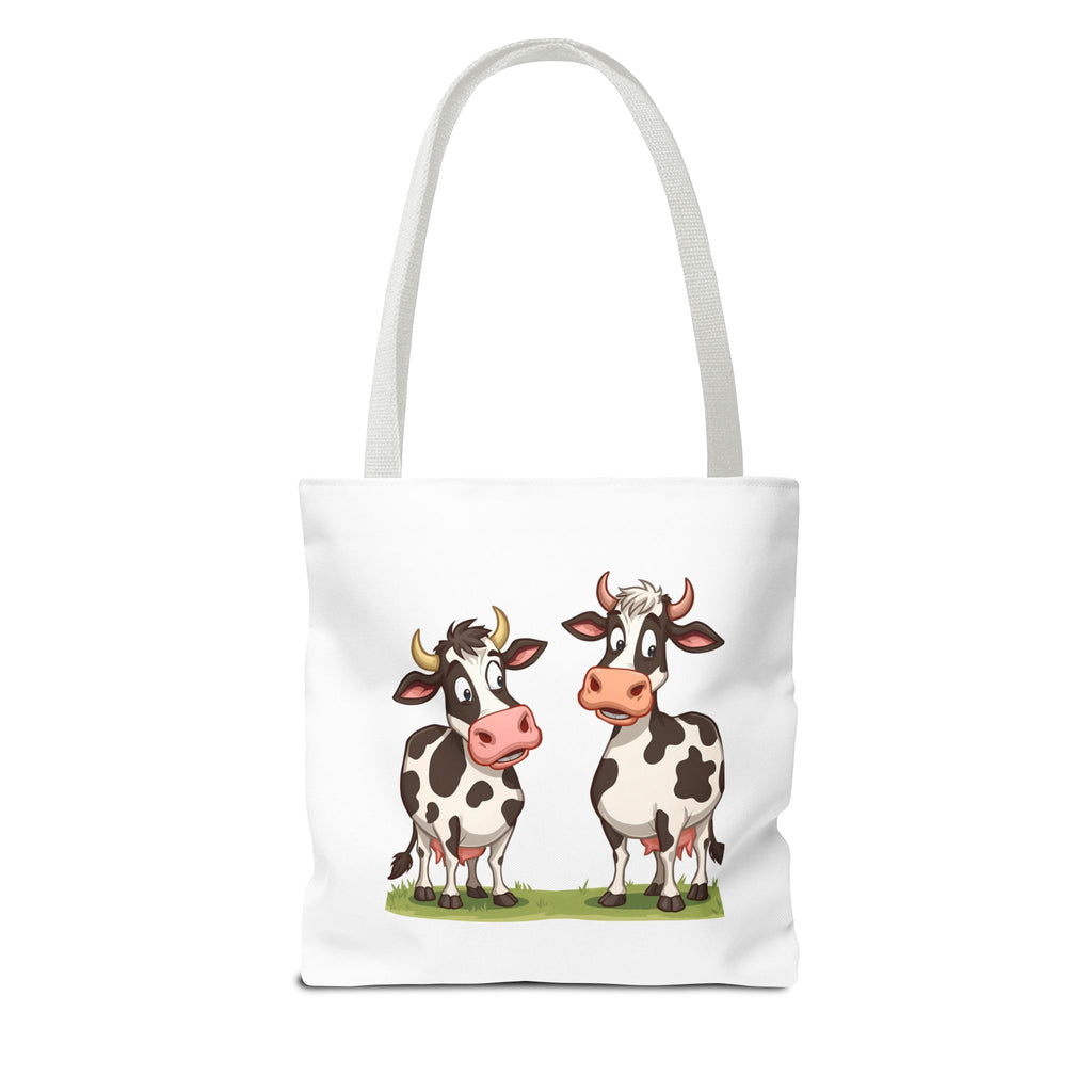 Cute Cow Print Tote Bag, Reusable Shopping Bag, Farmer's Market Tote, Animal Lover Gift, Floral Cow Pattern Bag