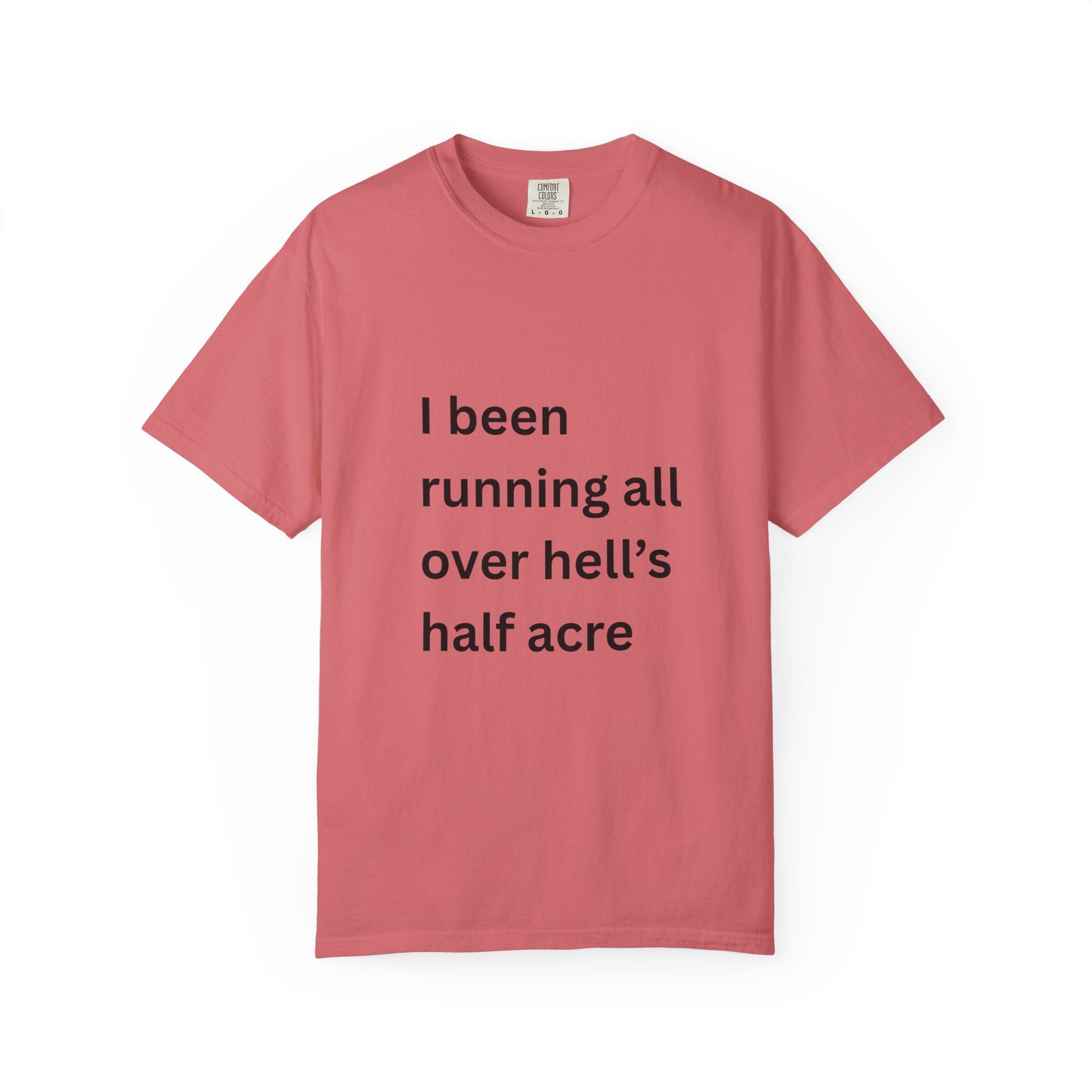 I Been Running All Over Hell's Half Acre Funny Garment-Dyed T-Shirt, Casual Unisex Tee, Funny Quote Shirt, Gift for Music Lovers, Summer Wardrobe Essential