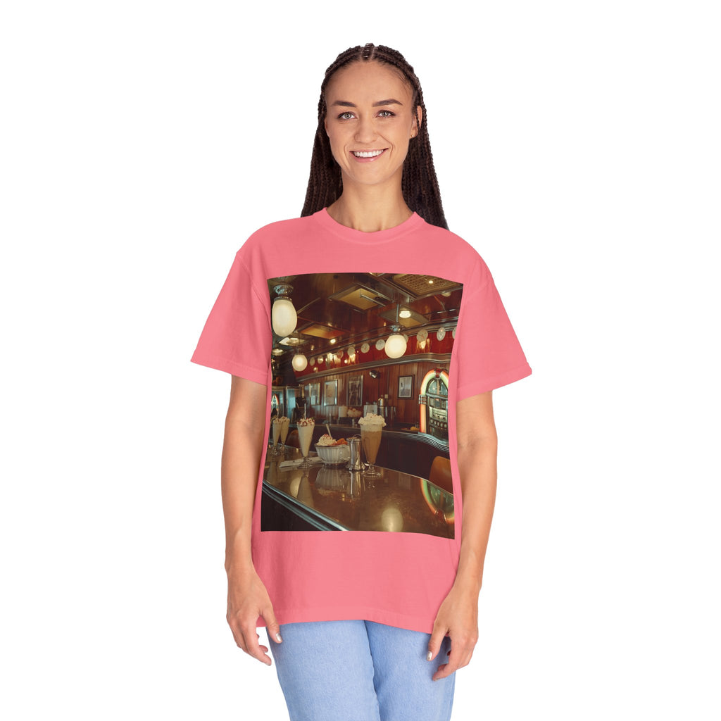 Cozy Cafe Vibe T-Shirt | Unisex Garment-Dyed Tee for Casual Outings, Vintage Style, Ice Cream Lovers, Retro Aesthetic, Everyday Wear