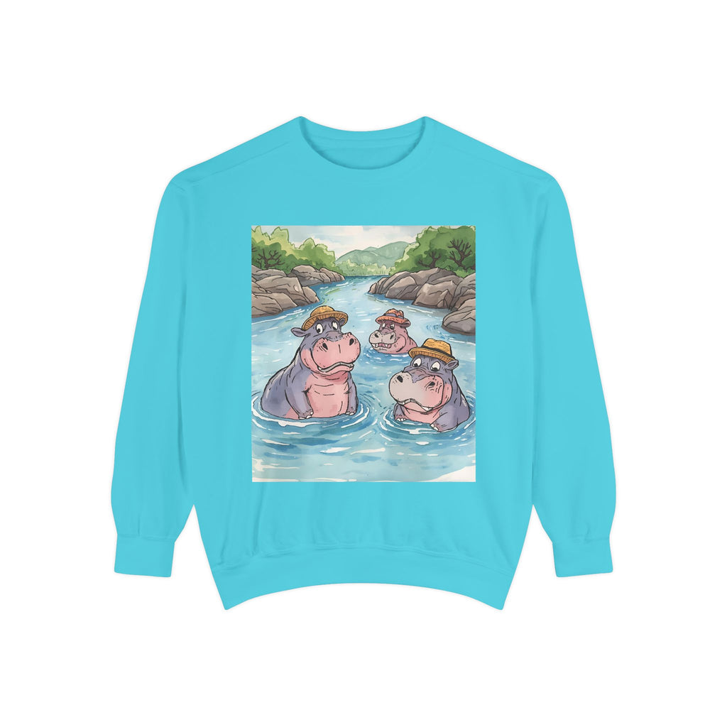 Hippo Cute Unisex Garment-Dyed Sweatshirt