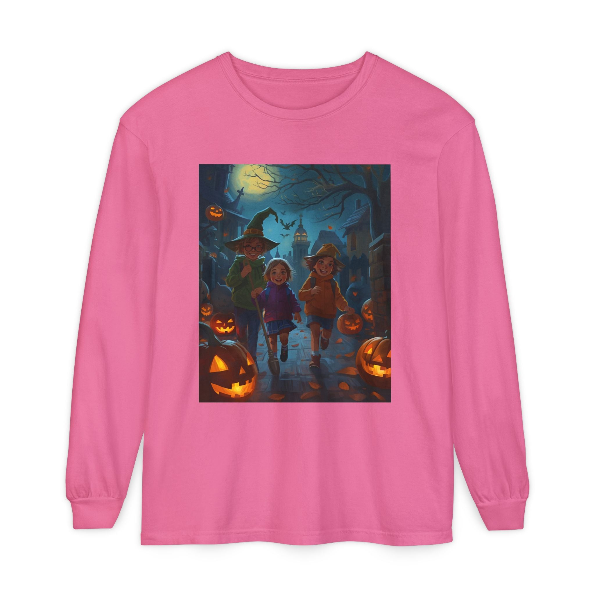 Halloween Themed Unisex Long Sleeve T-Shirt, Spooky Autumn Apparel, Trick-or-Treat Shirt, Fall Fashion, Casual Halloween Outfits