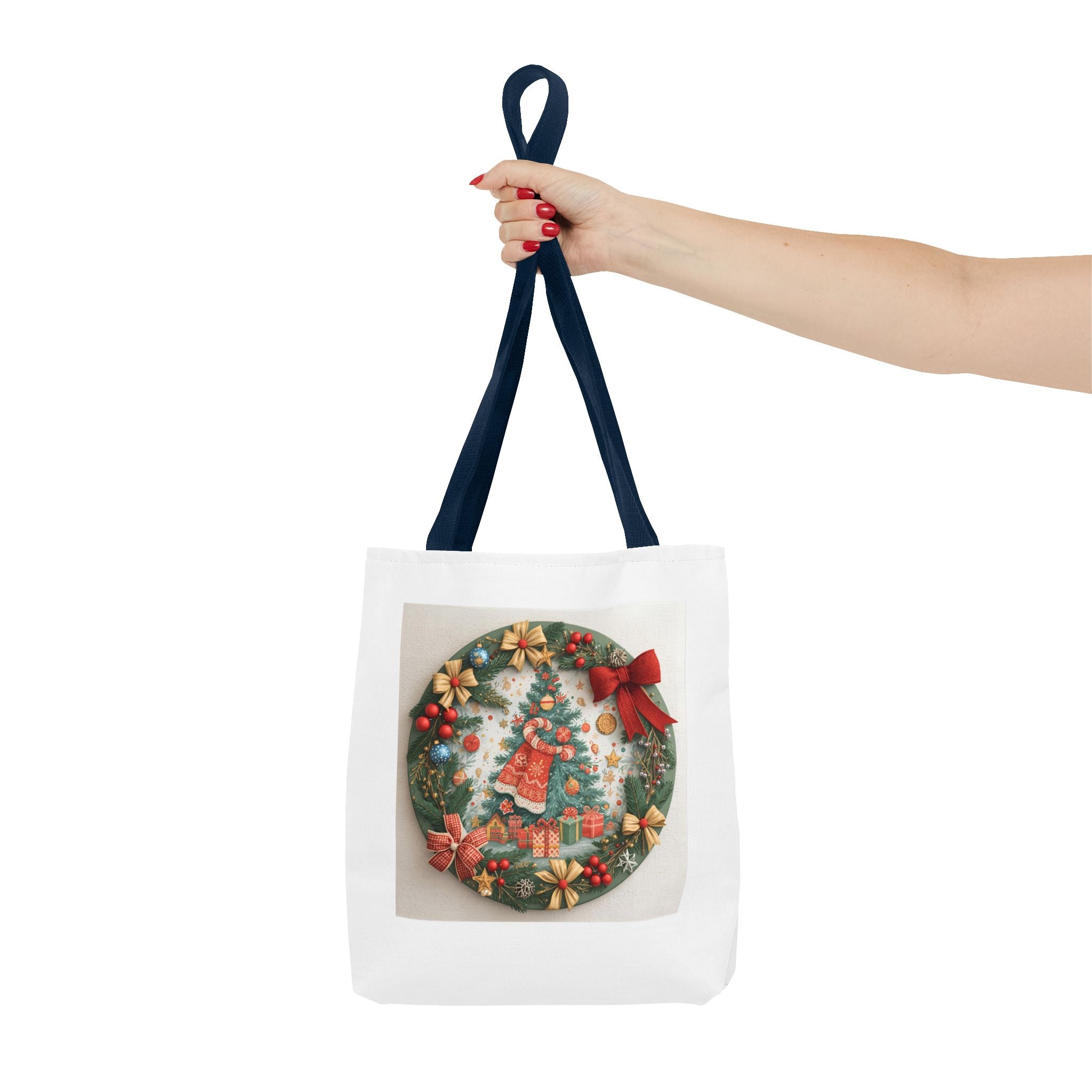 Christmas Tote Bag, Festive Holiday Bag, AOP Design, Gift Bag for Her, Reusable Shopping Tote
