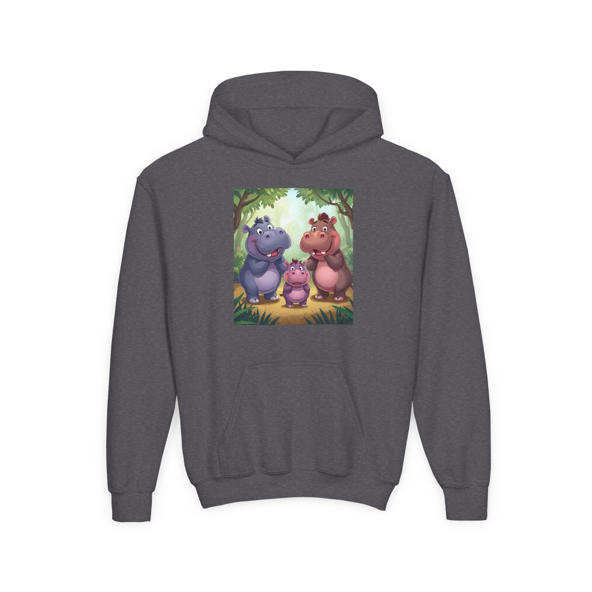 Hippo Cute Youth Heavy Blend Hooded Sweatshirt