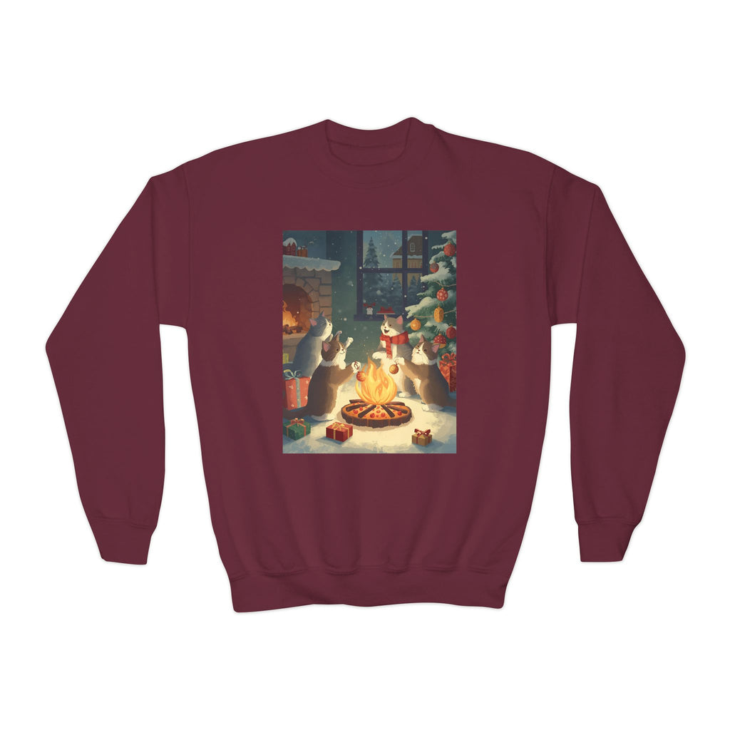 Cute Cats Christmas Youth Crewneck Sweatshirt