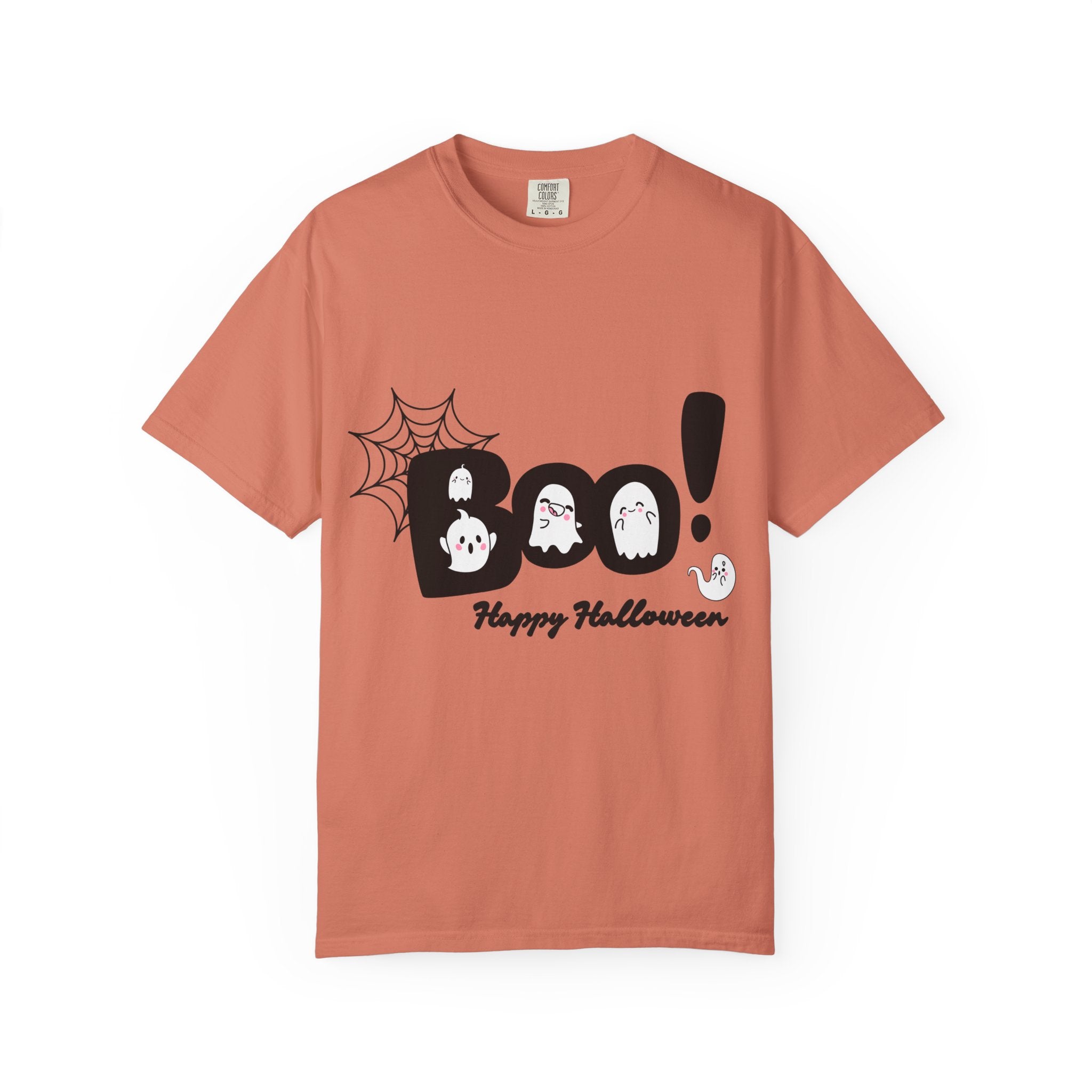 Halloween Boo T-Shirt, Unisex Garment-Dyed Tee, Spooky Costume, Fall Apparel, Trick or Treat Shirt, Ghost Print Top
