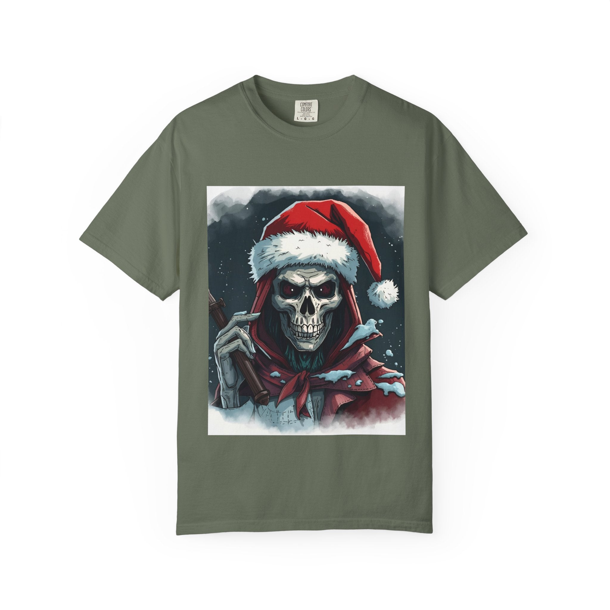 Spooky Santa Skull Graphic T-Shirt - Unisex Holiday Apparel, Christmas Gift, Casual Wear, Graphic Tee, Halloween Shirt