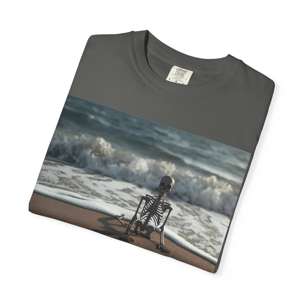 Halloween Beach Skeleton Vibes Unisex T-Shirt, Spooky Summer Tee, Fun Halloween Shirt, Beachwear, Casual Halloween Outfit